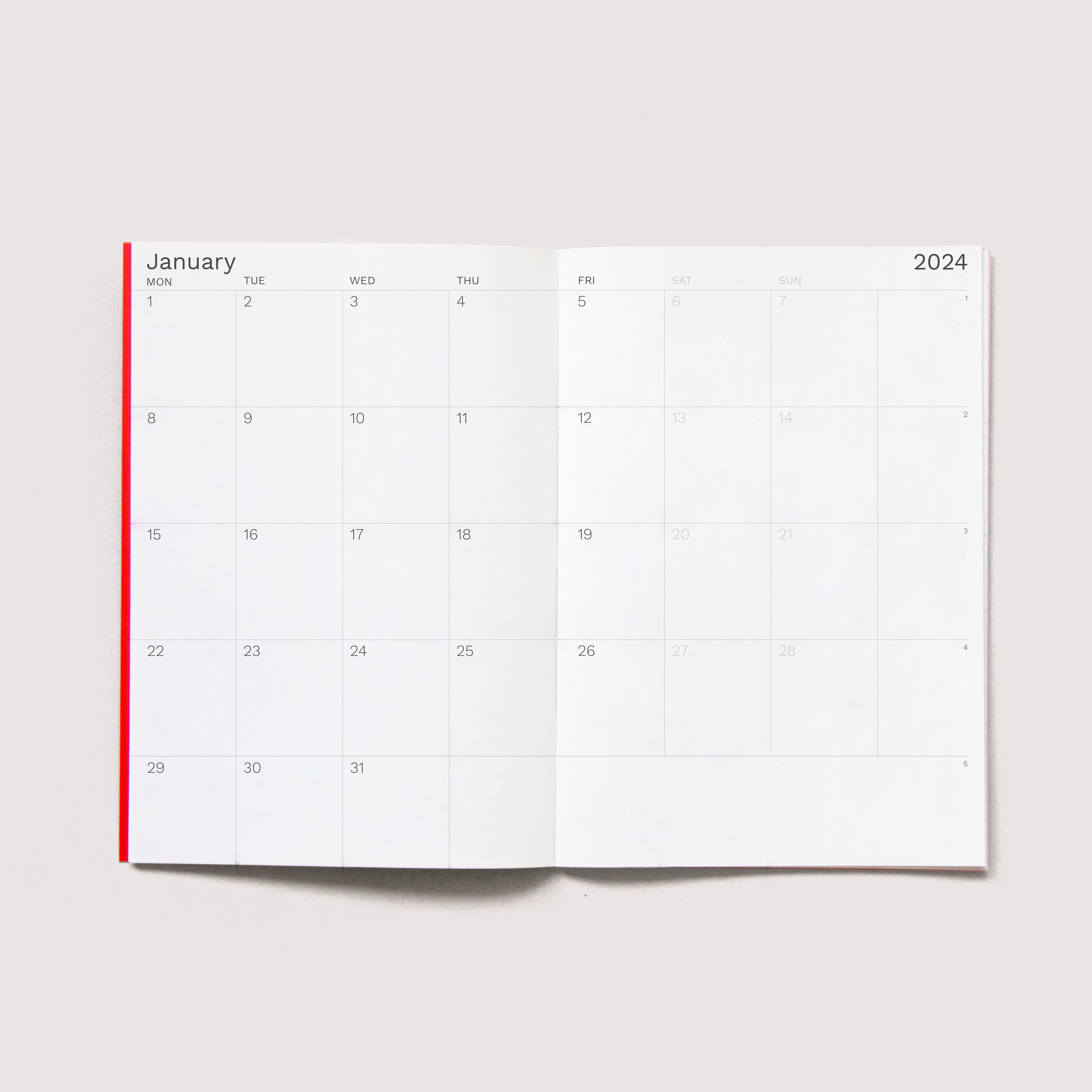 OCTÀGON DESIGN | "2024 Monthly Planner Similar A5 size" Monthly planner. January monthly template.