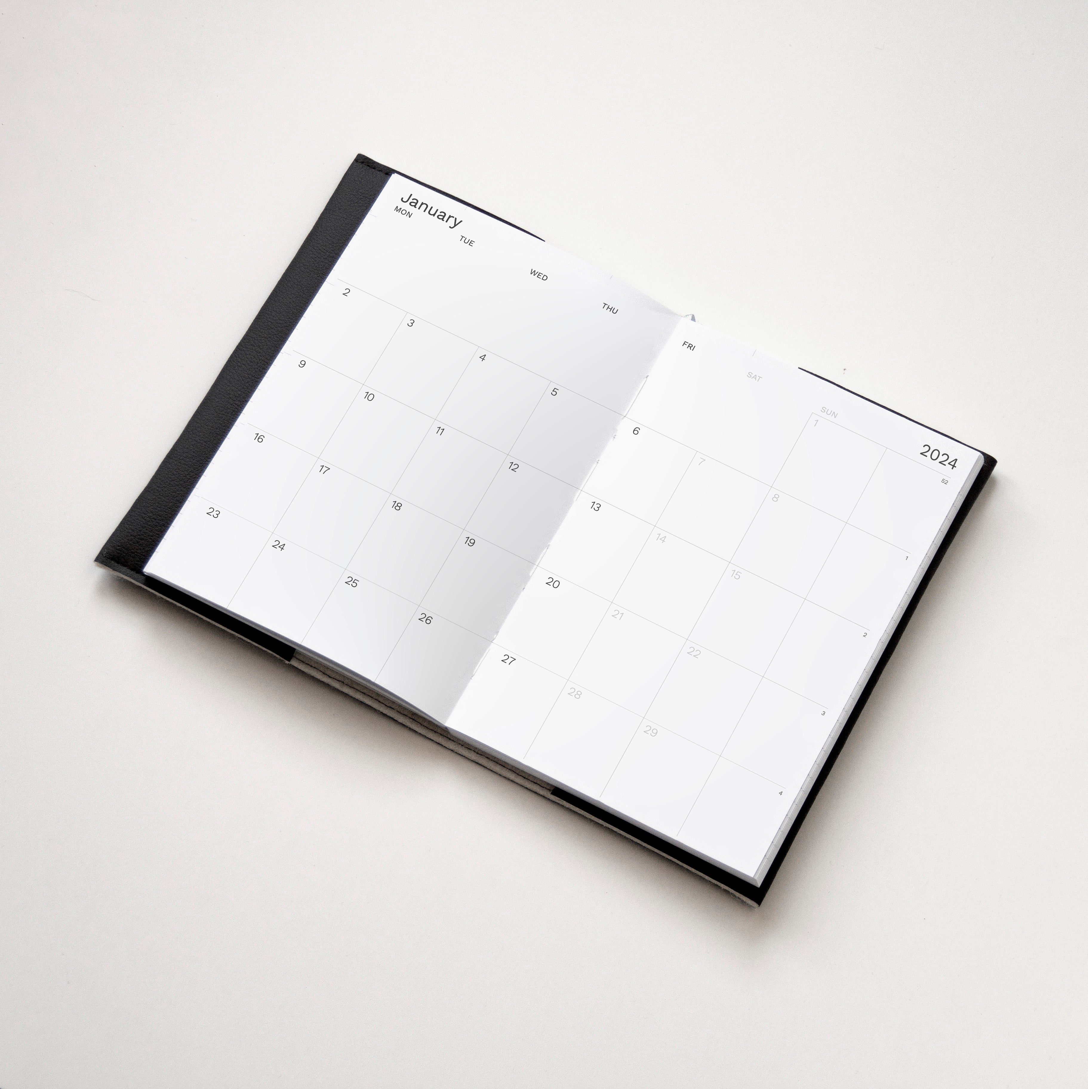 OCTÀGON DESIGN | 2024 PRO Weekly Planner | Vegan leather cover | January template.