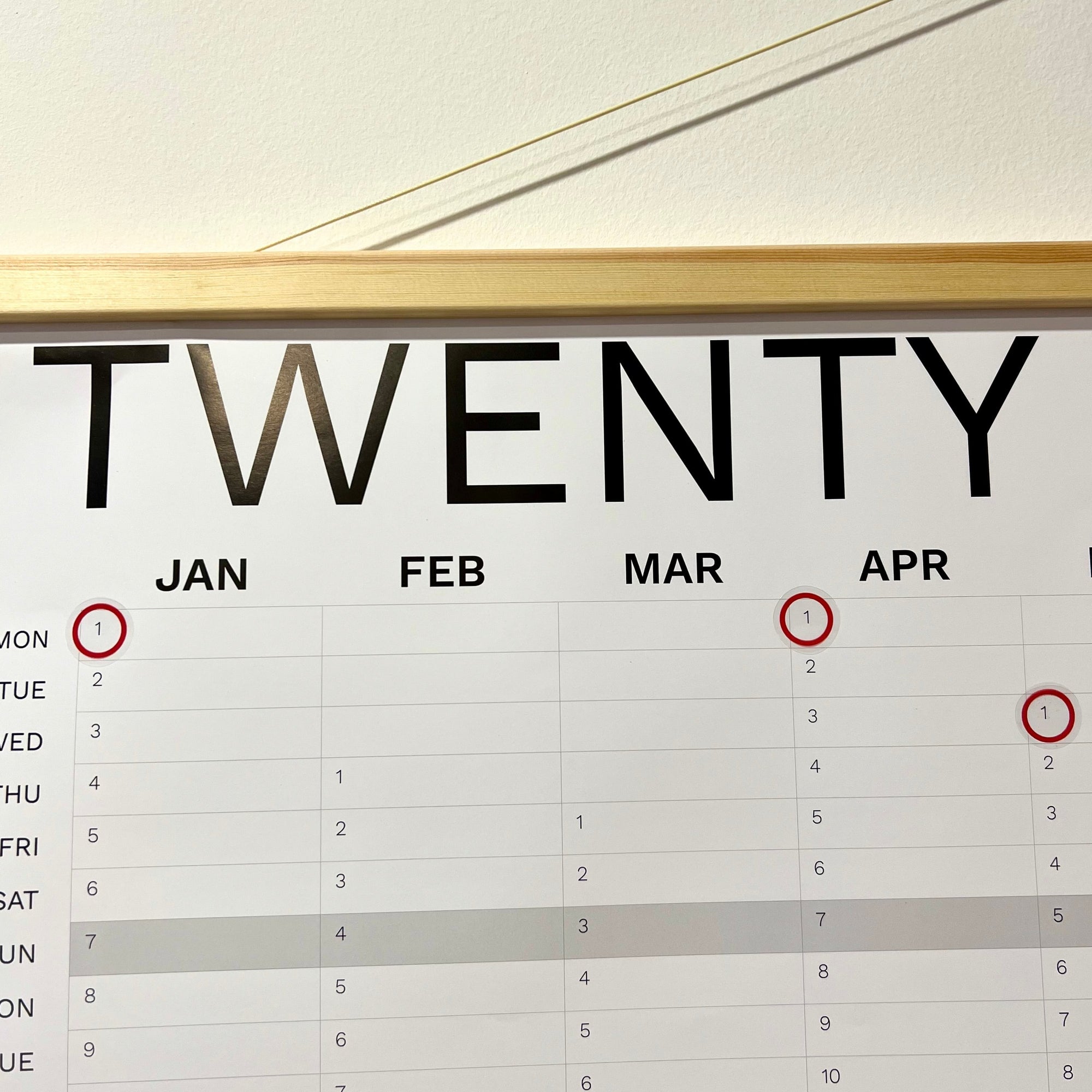 Wooden magnetic hanger for calendars. A0size_vertical. 122cm