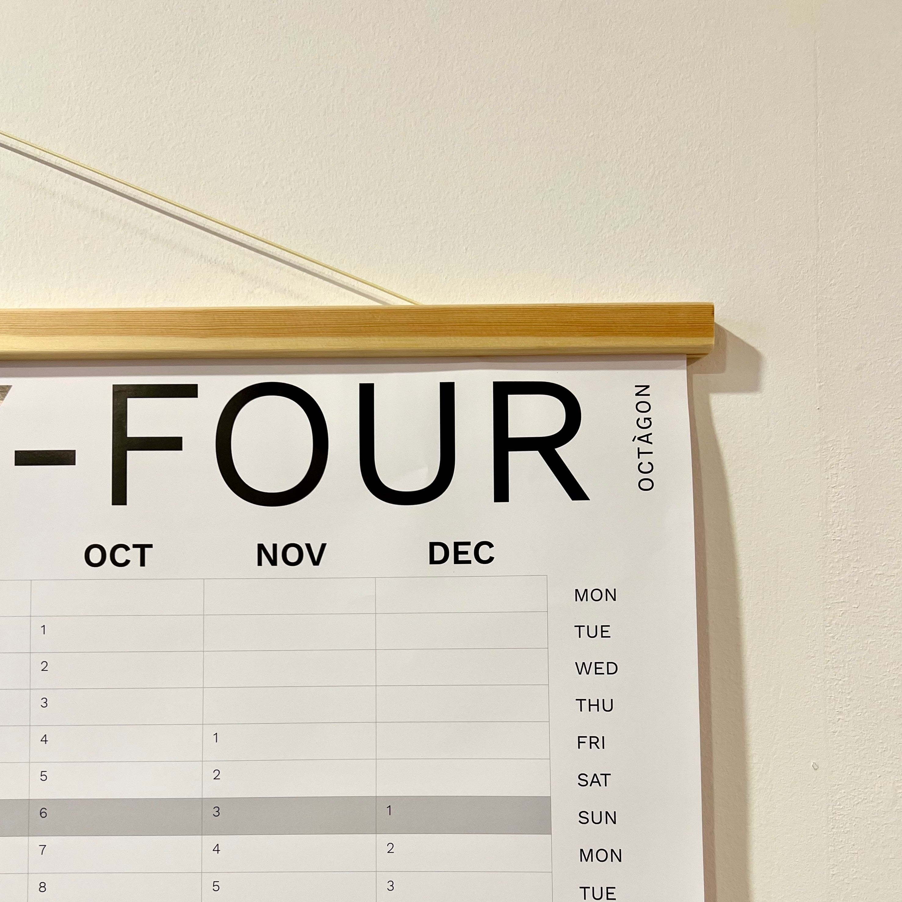 Wooden magnetic hanger for calendars. A0size_vertical. 122cm