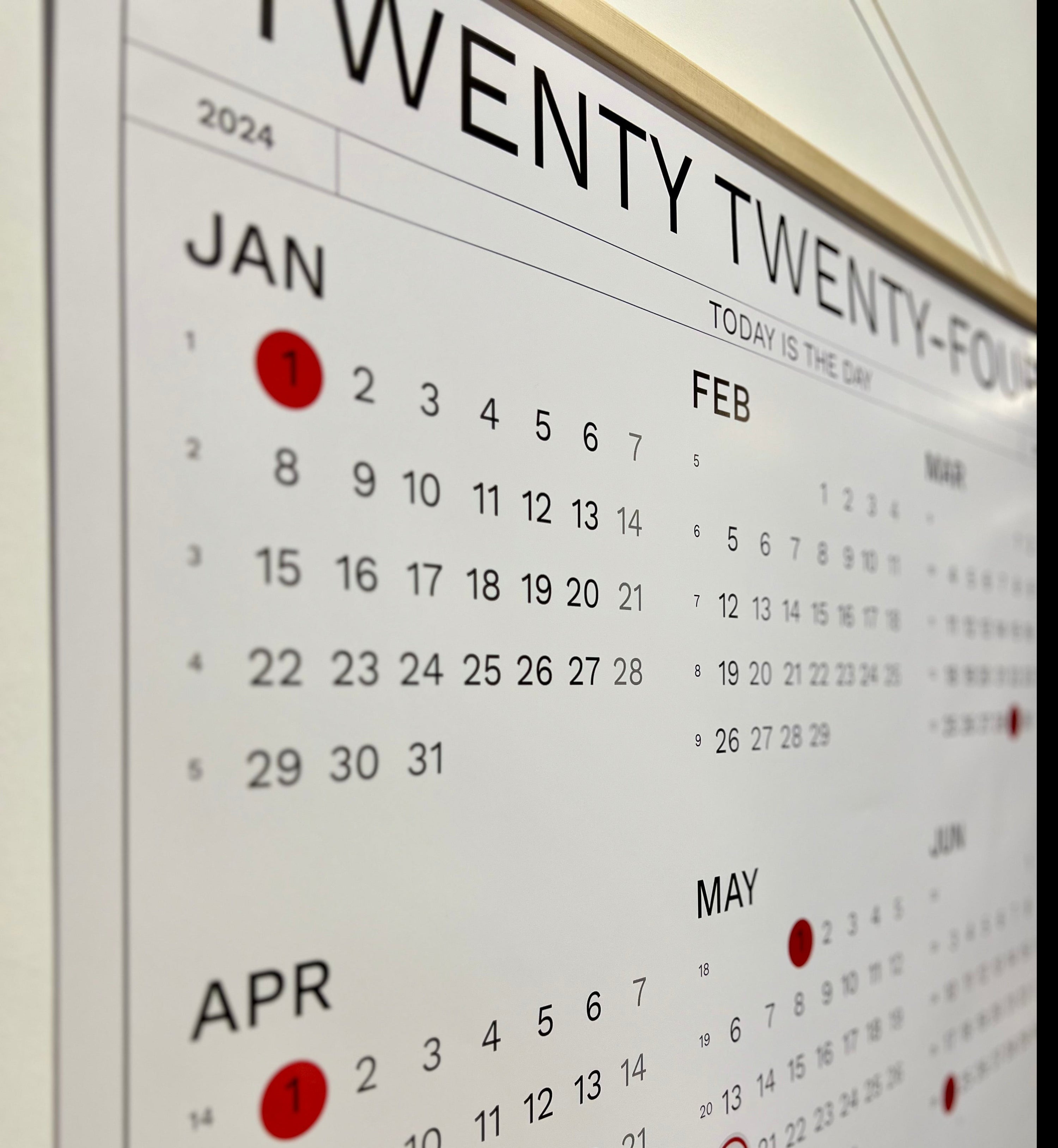 Wooden magnetic hanger for calendars. A0 size, horizontal. 122 cm.