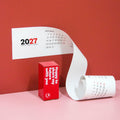 2027 Horizontal Calendar by Octàgon Design. The calendar and his packaging.