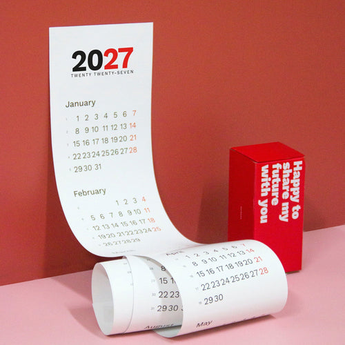 2027 Vertical Calendar by Octàgon Design. The calendar with his packagin.
