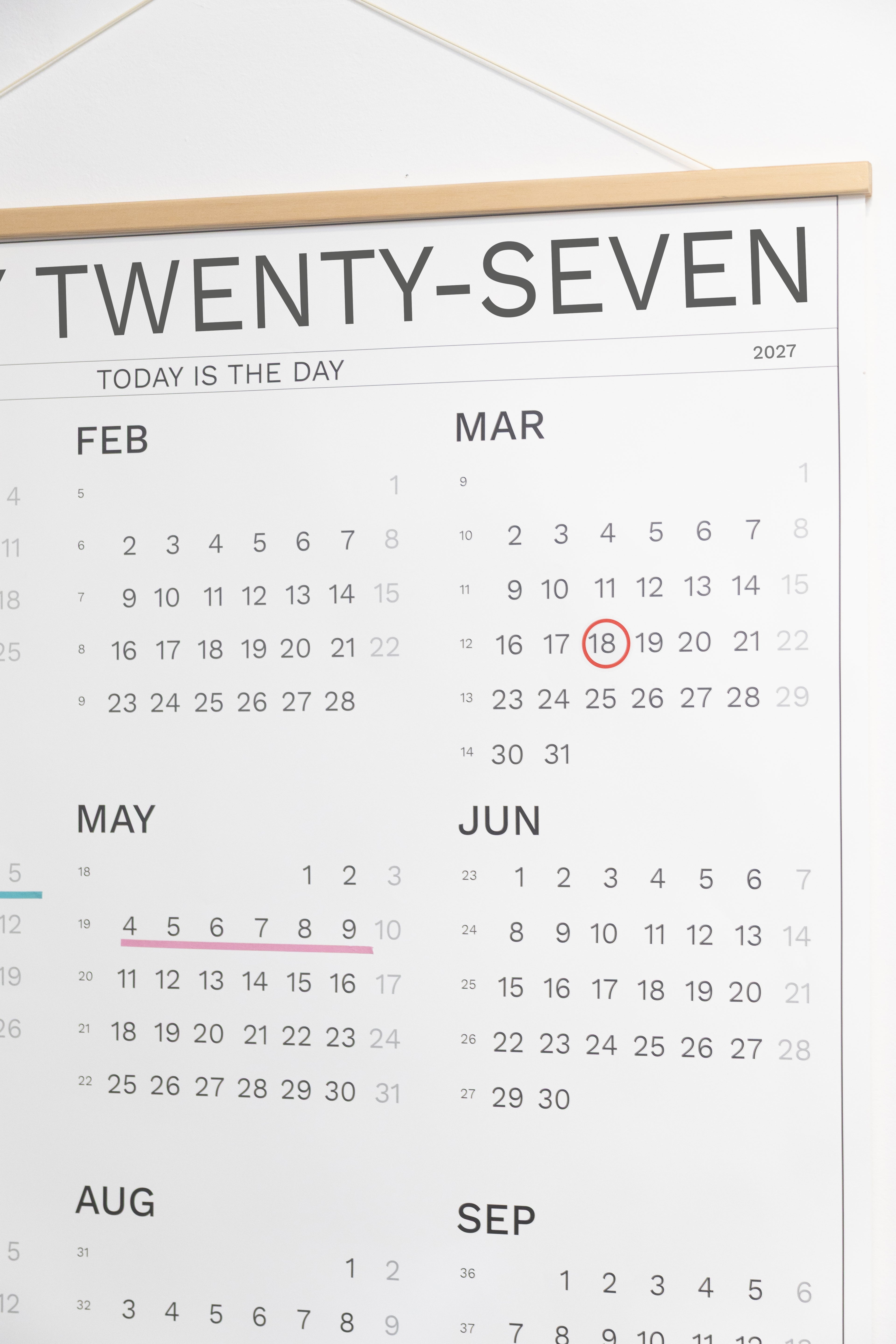 2027 Wall Calendar by Octàgon Design. Calendar detail.