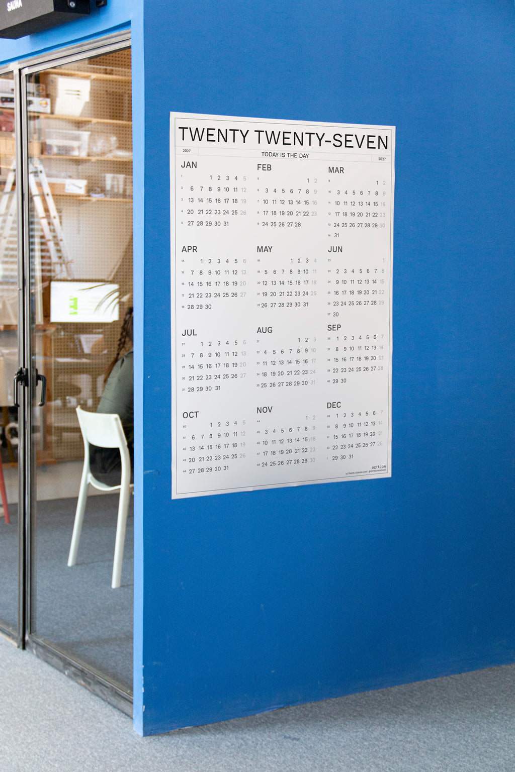 2027 Wall Calendar by Octàgon Design. Date Markers. Lifestyle