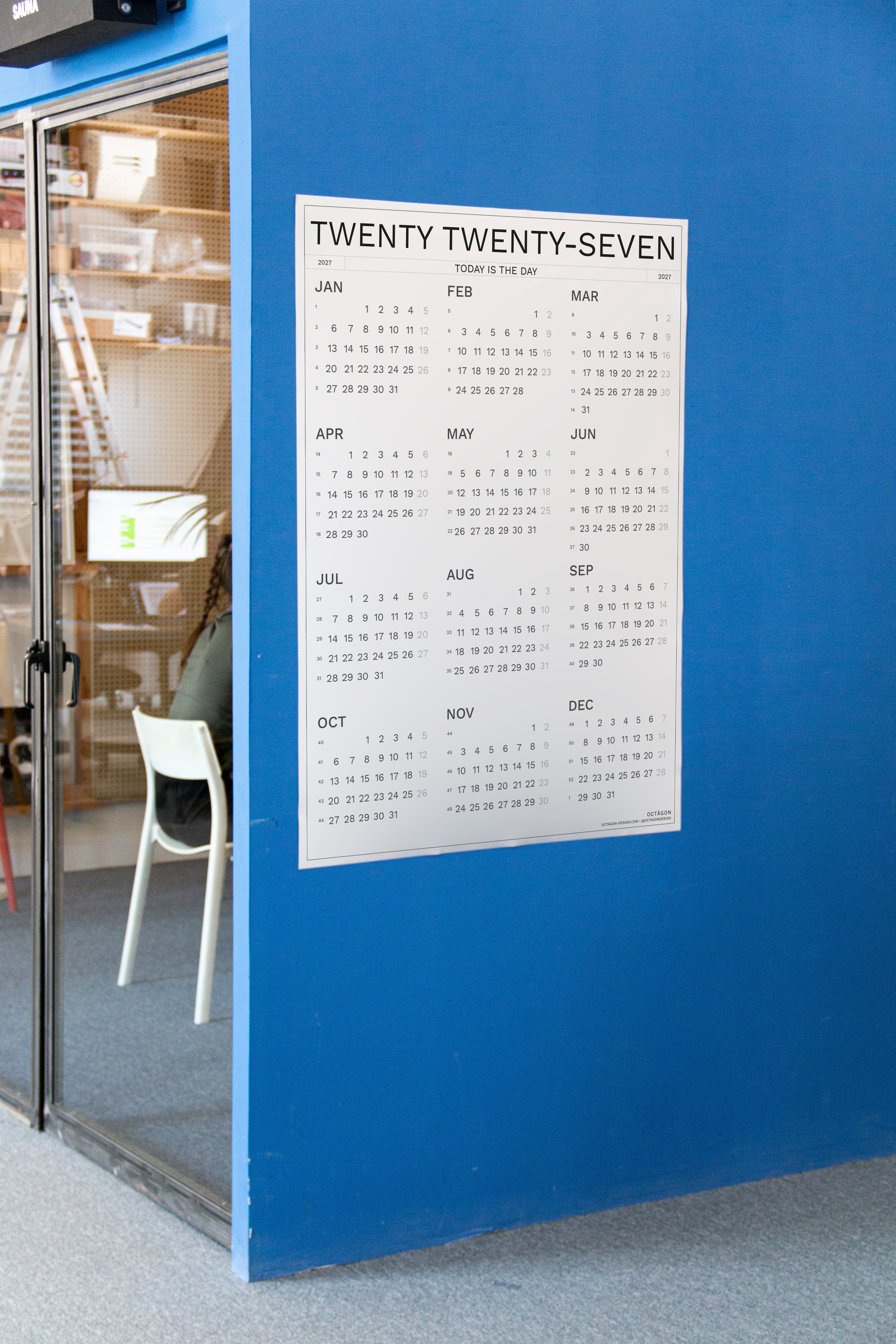 2027 Wall Calendar by Octàgon Design. Date Markers. Lifestyle