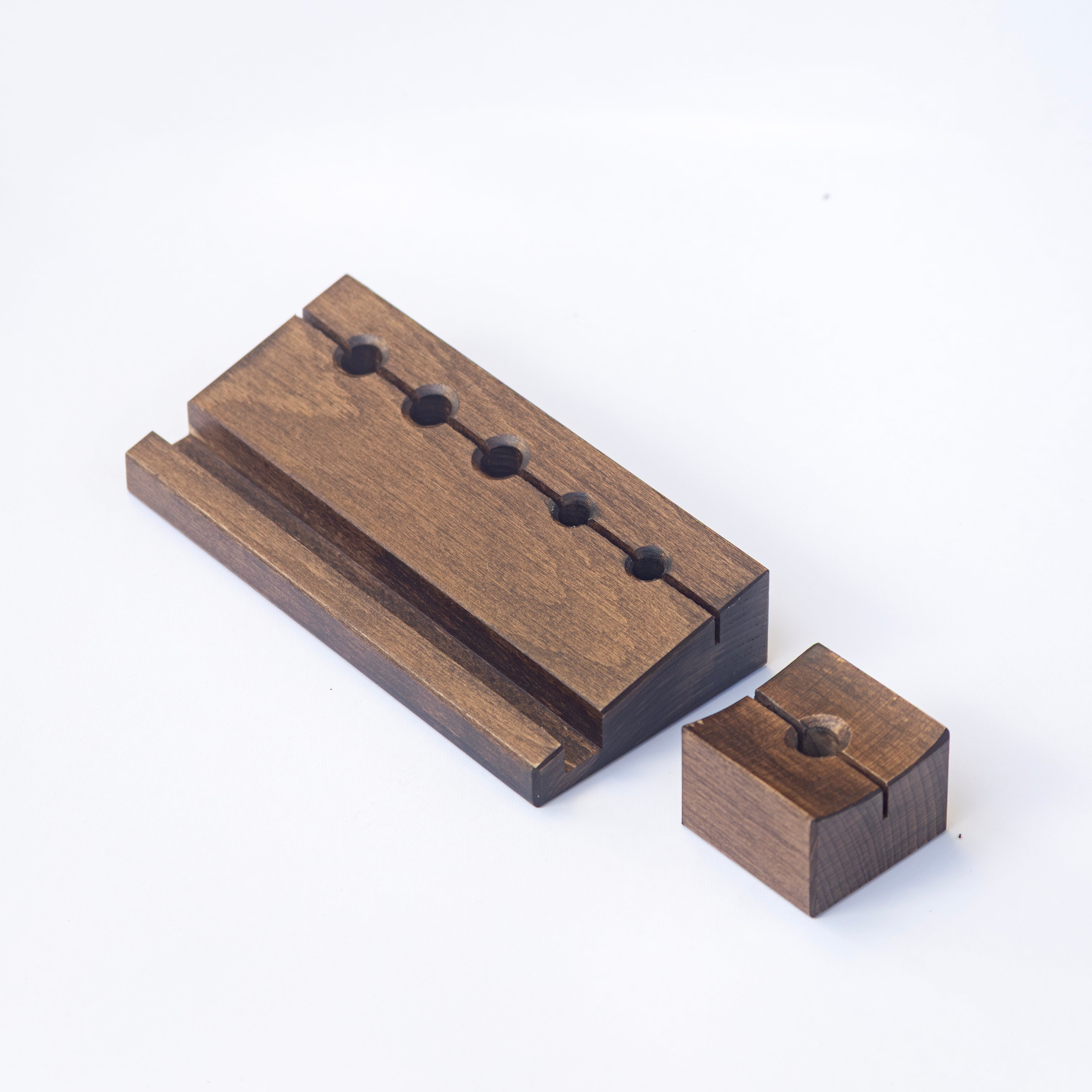 Wooden tool Min Point and Min Prism with a white background