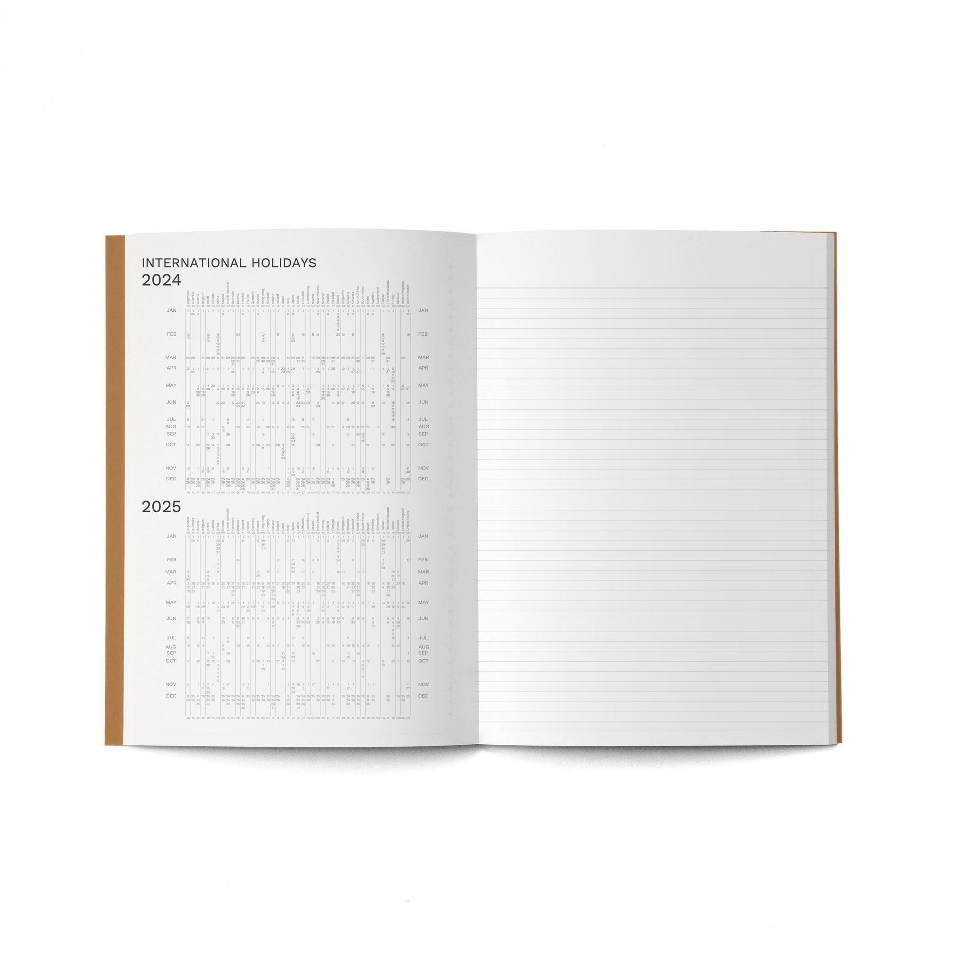 2024/2025 MONTHLY PLANNER  A4 size OCTÀGON DESIGN - International Holidays