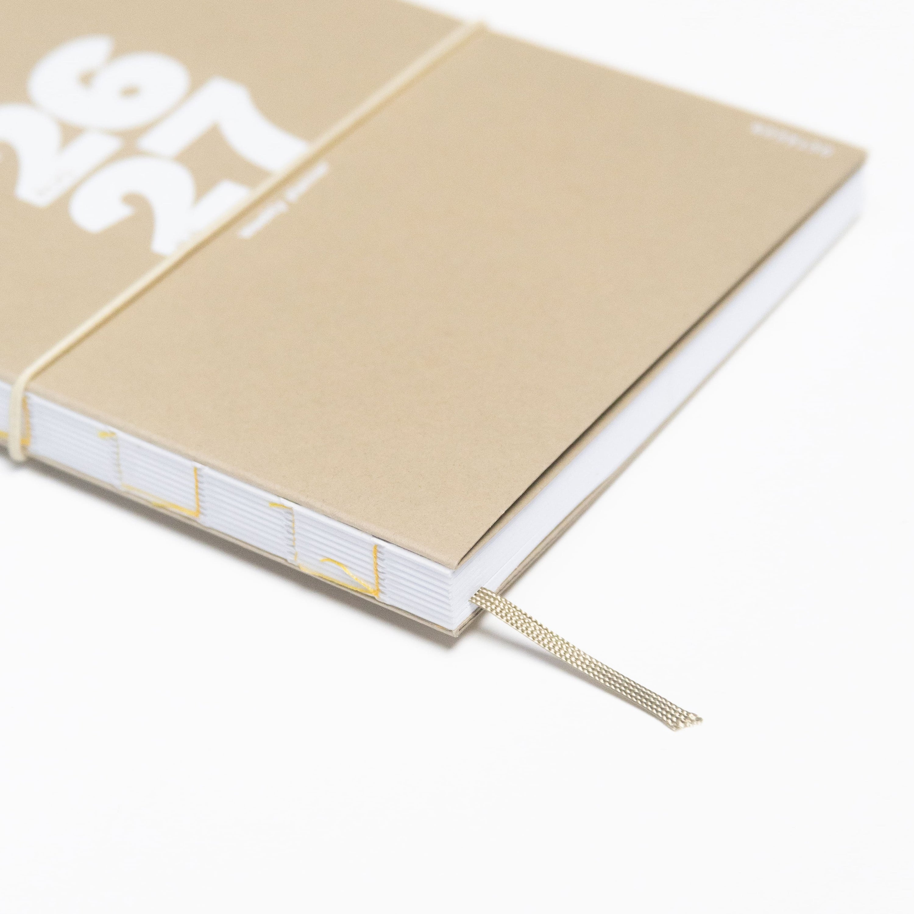 2026-2027 Academic Weekly Planner Camel with exposed spine and elastic band - Octàgon Design