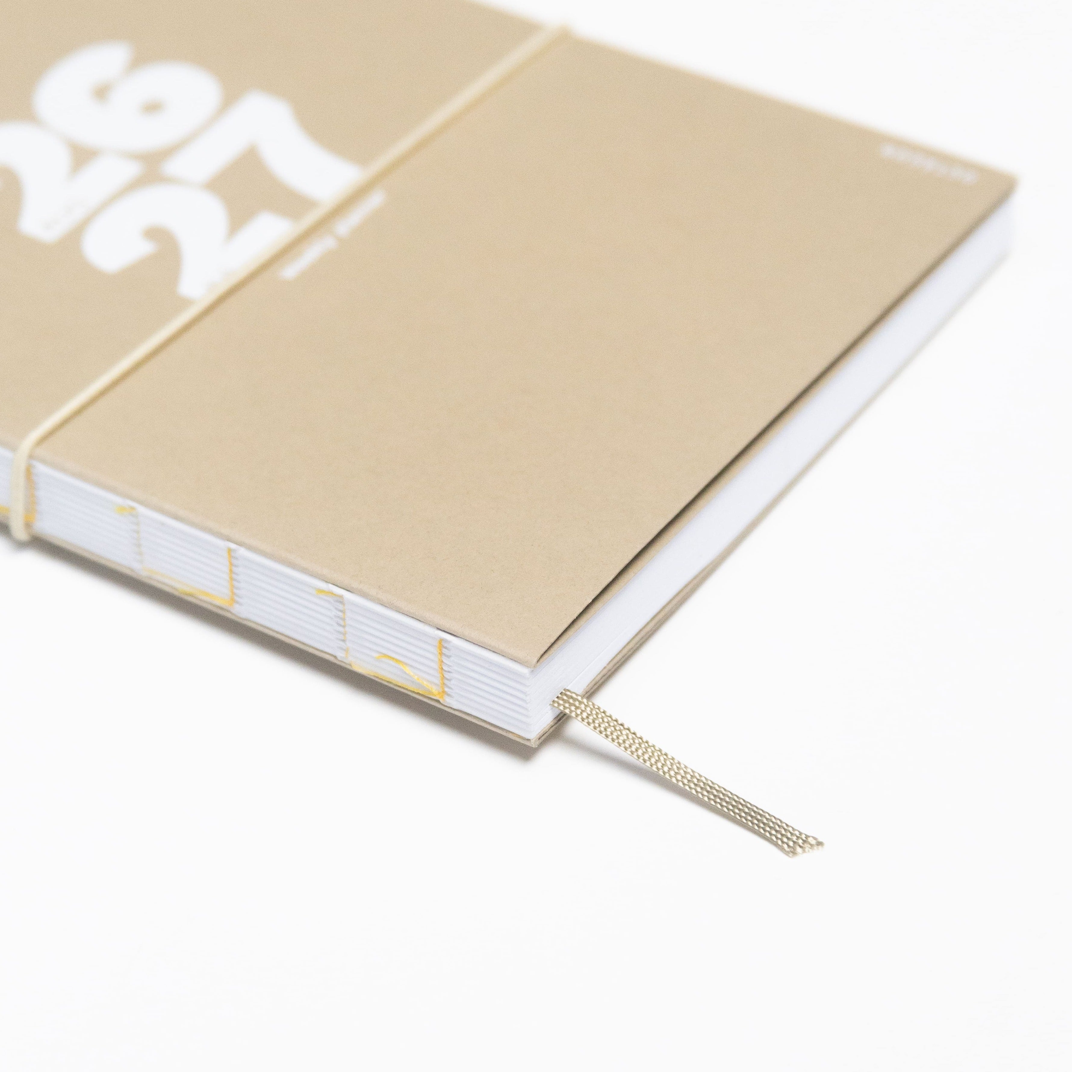 2026-2027 Academic Weekly Planner Camel with exposed spine and elastic band - Octàgon Design