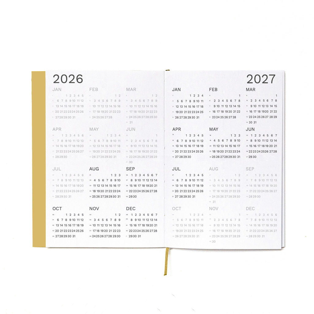 2026-2027 Academic Weekly Planner Camel, 2026 and 2027 complete calendars - Octàgon Design
