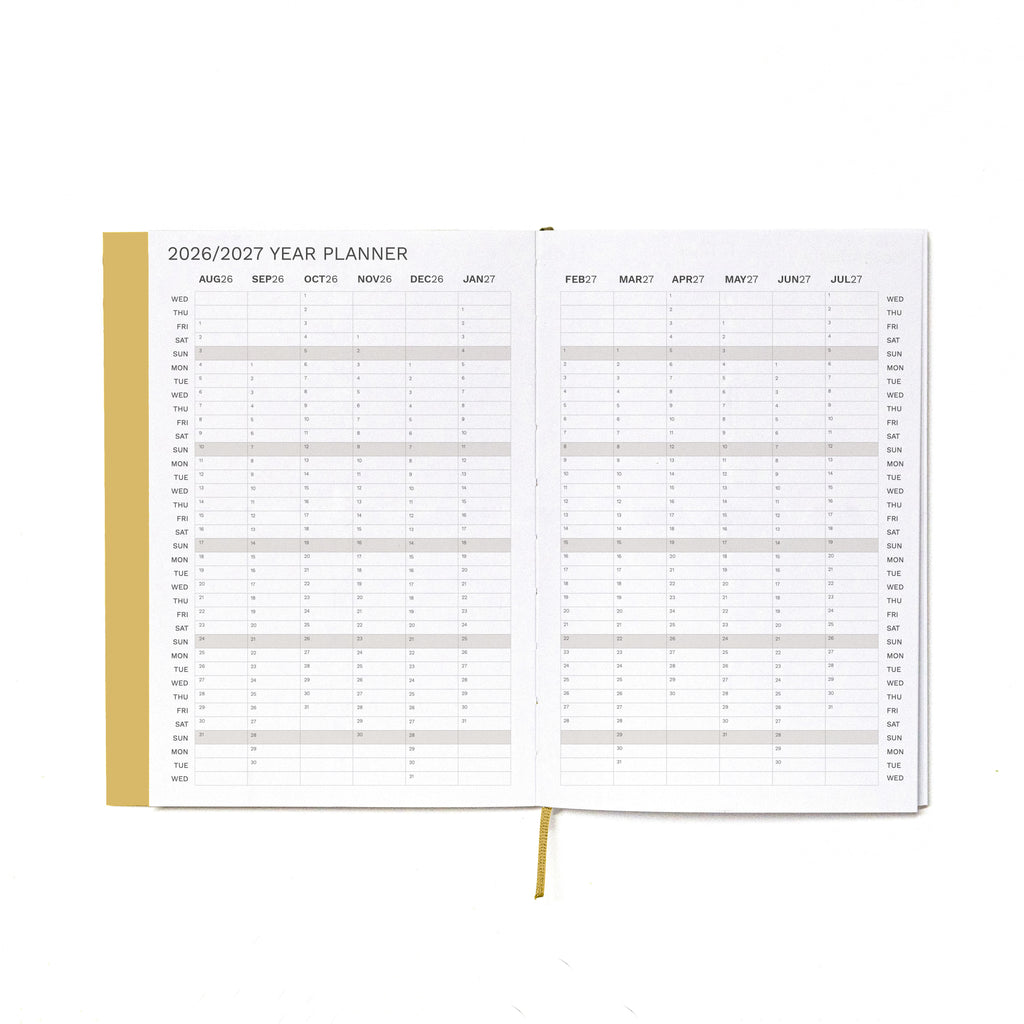 2026-2027 Academic Weekly Planner Camel, Year Planner page - Octàgon Design
