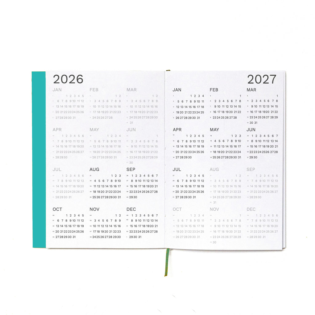 2026-2027 Academic Weekly Planner Caribbean Blue, 2026 and 2027 complete calendars - Octàgon Design
