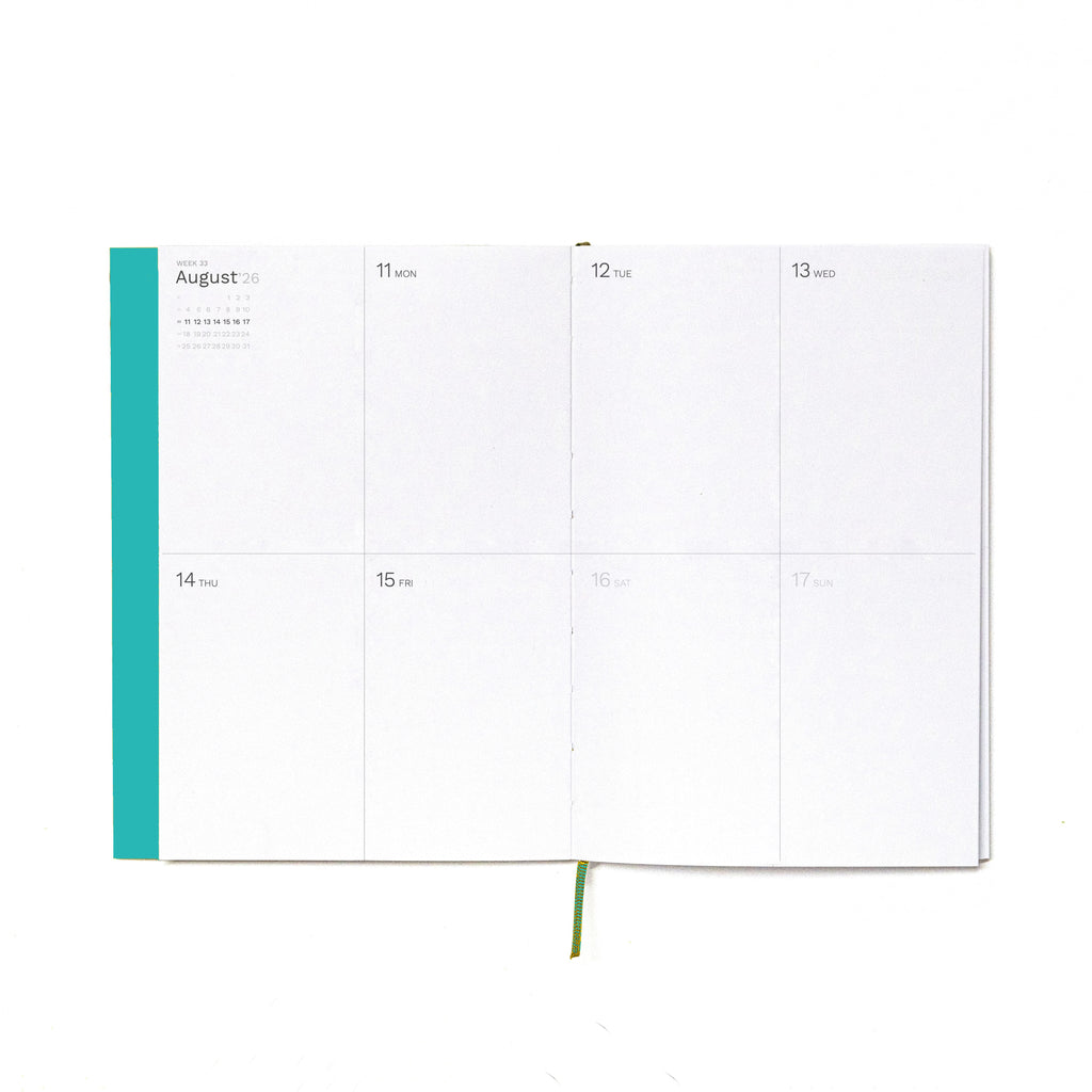 Interior minimalist weekly layout of 2026-2027 planner on high quality 120gsm paper - Octàgon Design