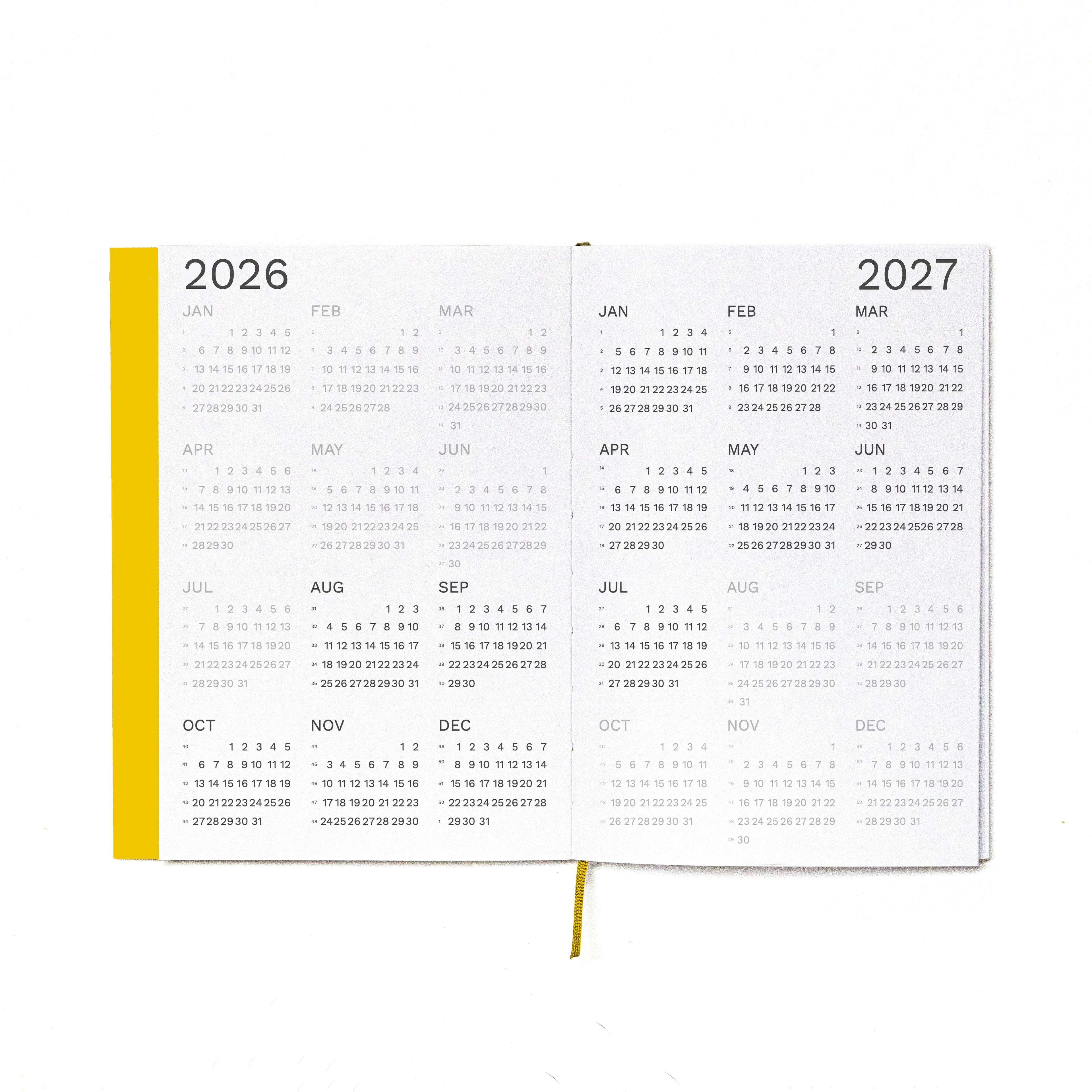 Interior minimalist weekly layout of 2026-2027 planner on high quality 120gsm paper - Octàgon Design