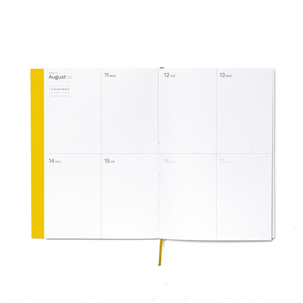 Interior minimalist weekly layout of 2026-2027 planner on high quality 120gsm paper - Octàgon Design