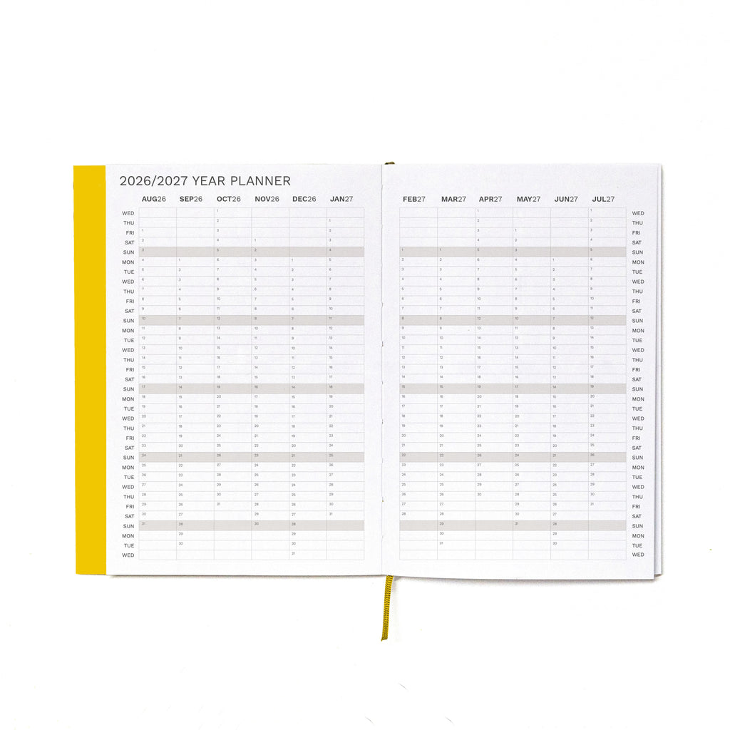 2026-2027 Academic Weekly Planner Indian Yellow, Year Planner- Octàgon Design