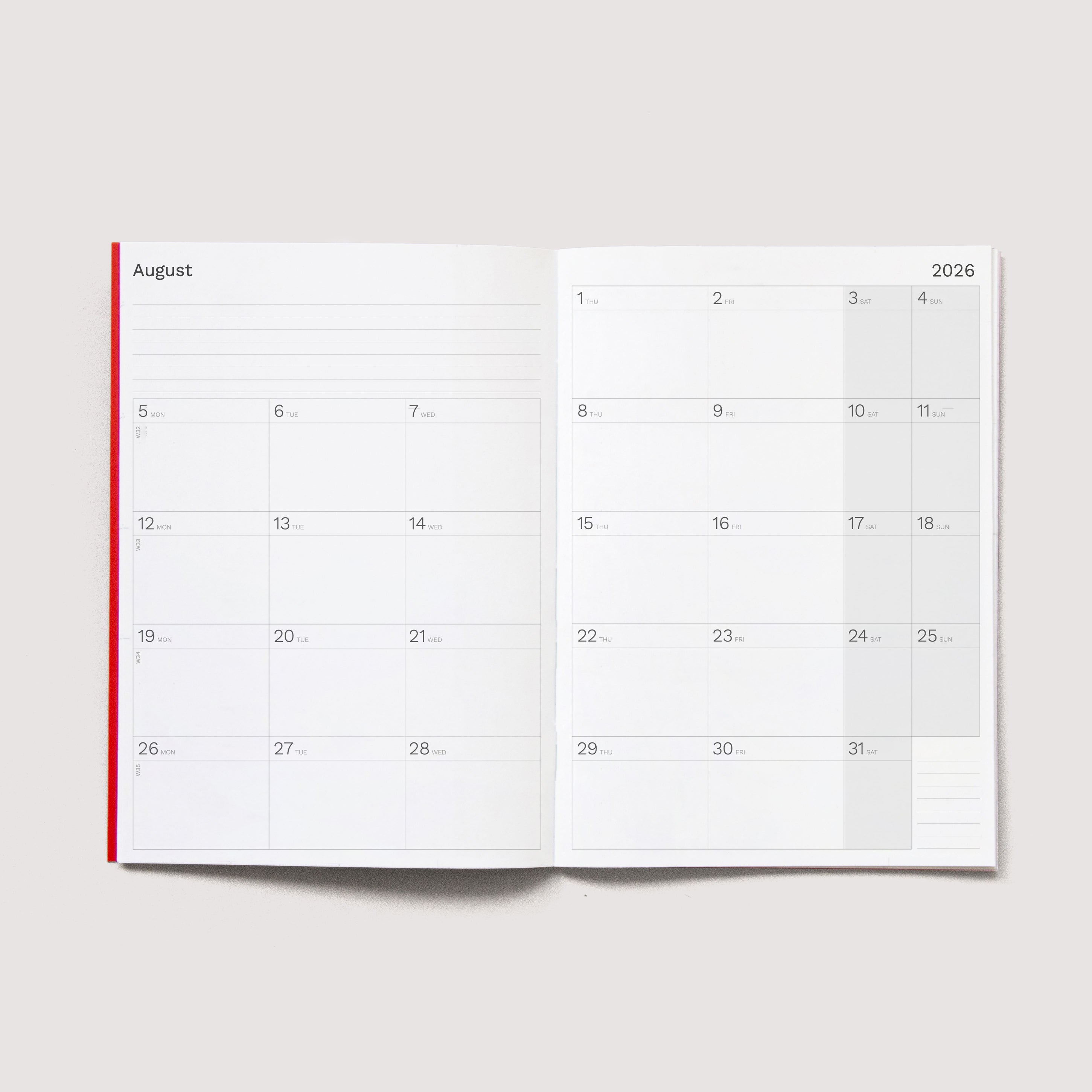 Iconic Octàgon Design planner, academic version. 2026-2027.  Monthly view.