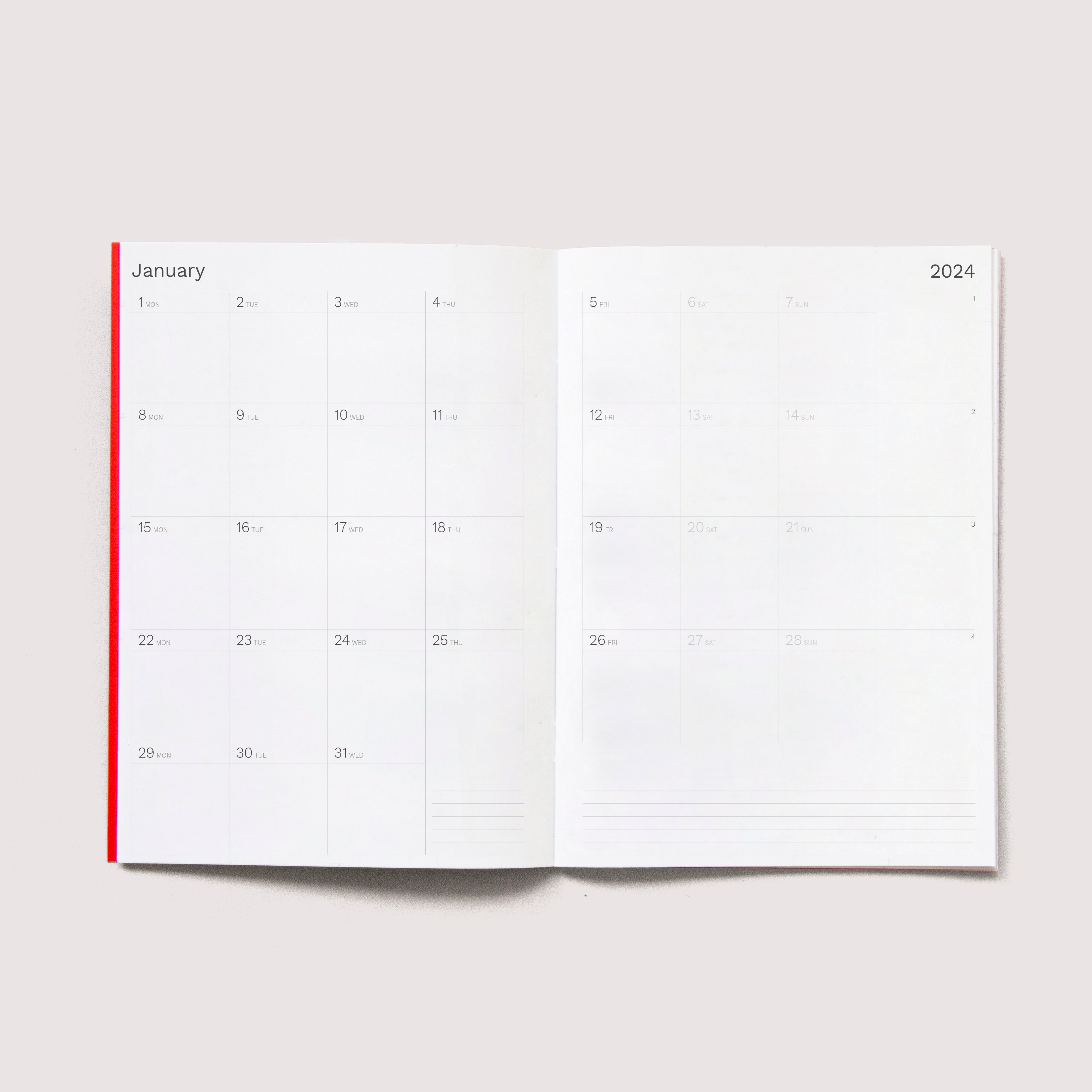 OCTÀGON DESIGN | "2024 Monthly Planner A4 size" Monthly planner. January monthly template.