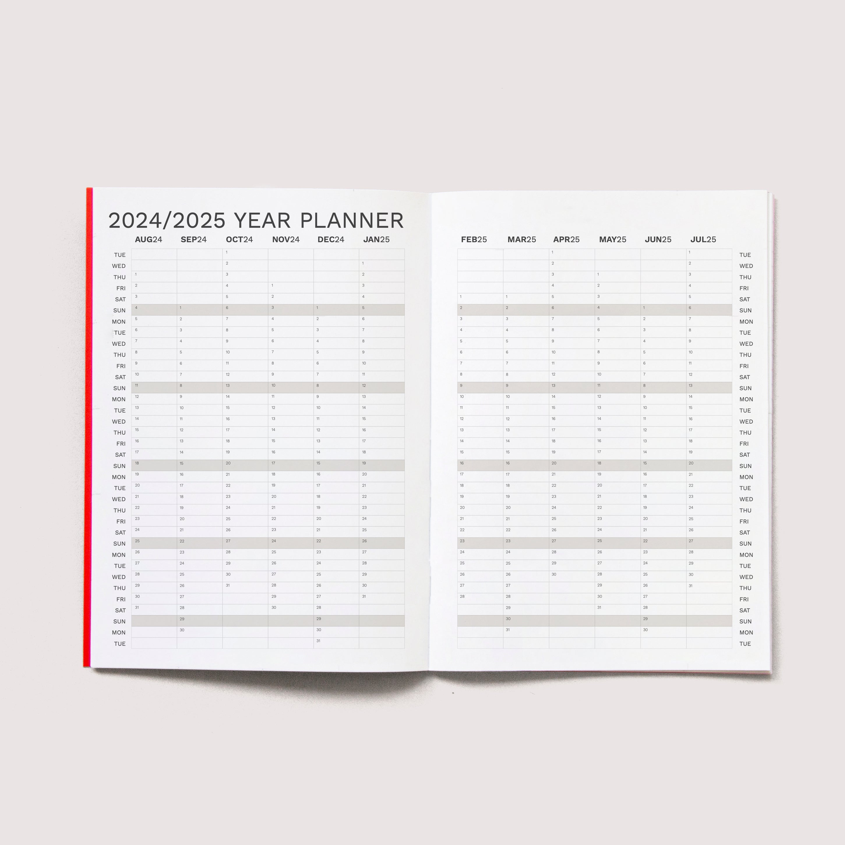 Octàgon Design Monthly Planner - Year Planner
