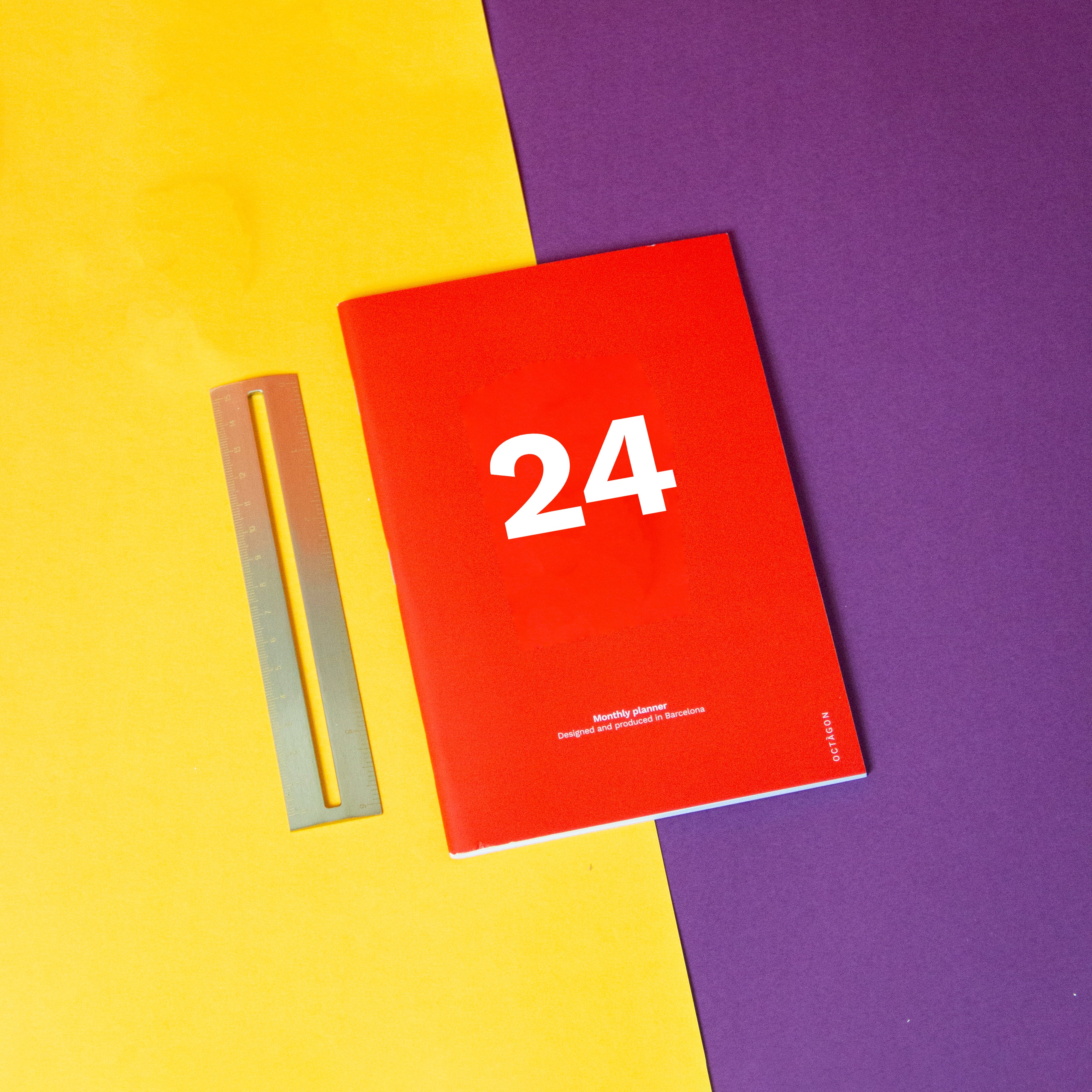 OCTÀGON DESIGN | &quot;2024 Monthly Planner | Similar A5 Size&quot; 2024 monthly planner, red color, white typography.