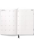 Octàgon Design 2025 Weekly Planner similar A5 size Black, front cover, monthly template