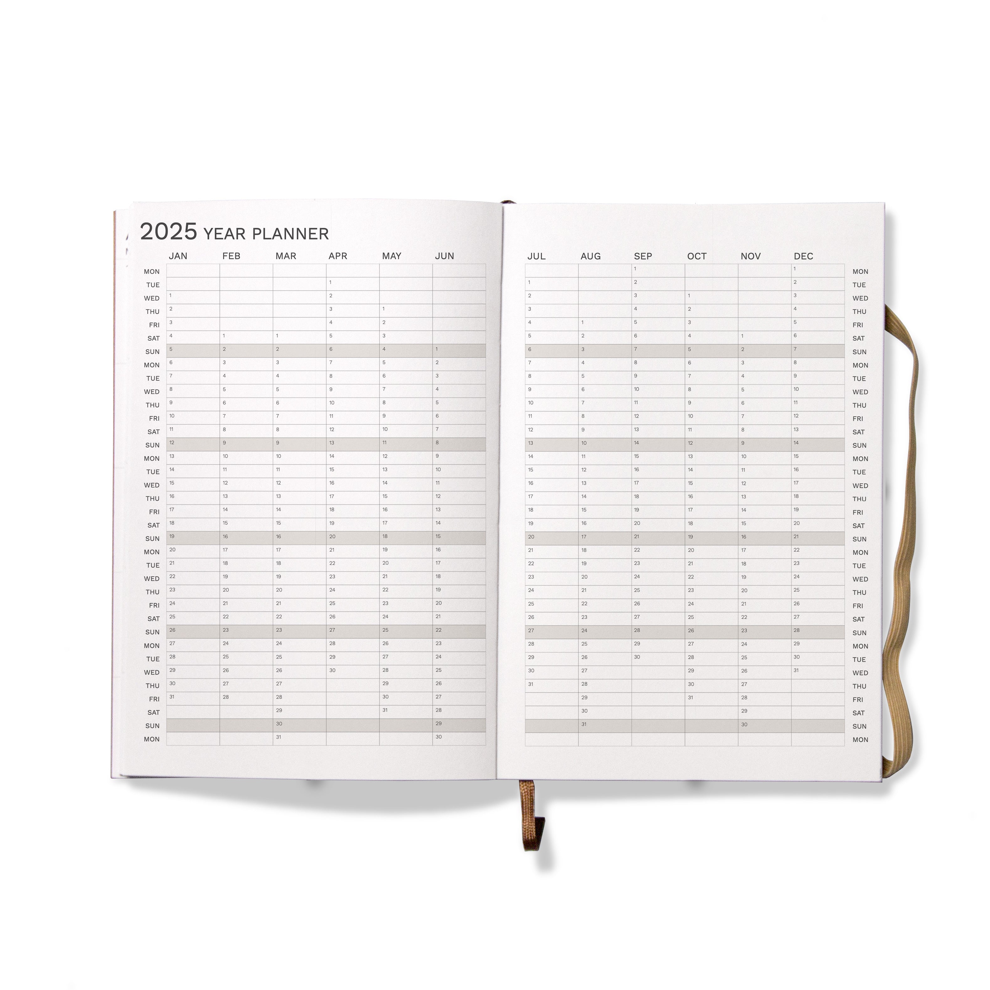 Octàgon Design 2025 Weekly Planner similar A5 size Kraft, year planner