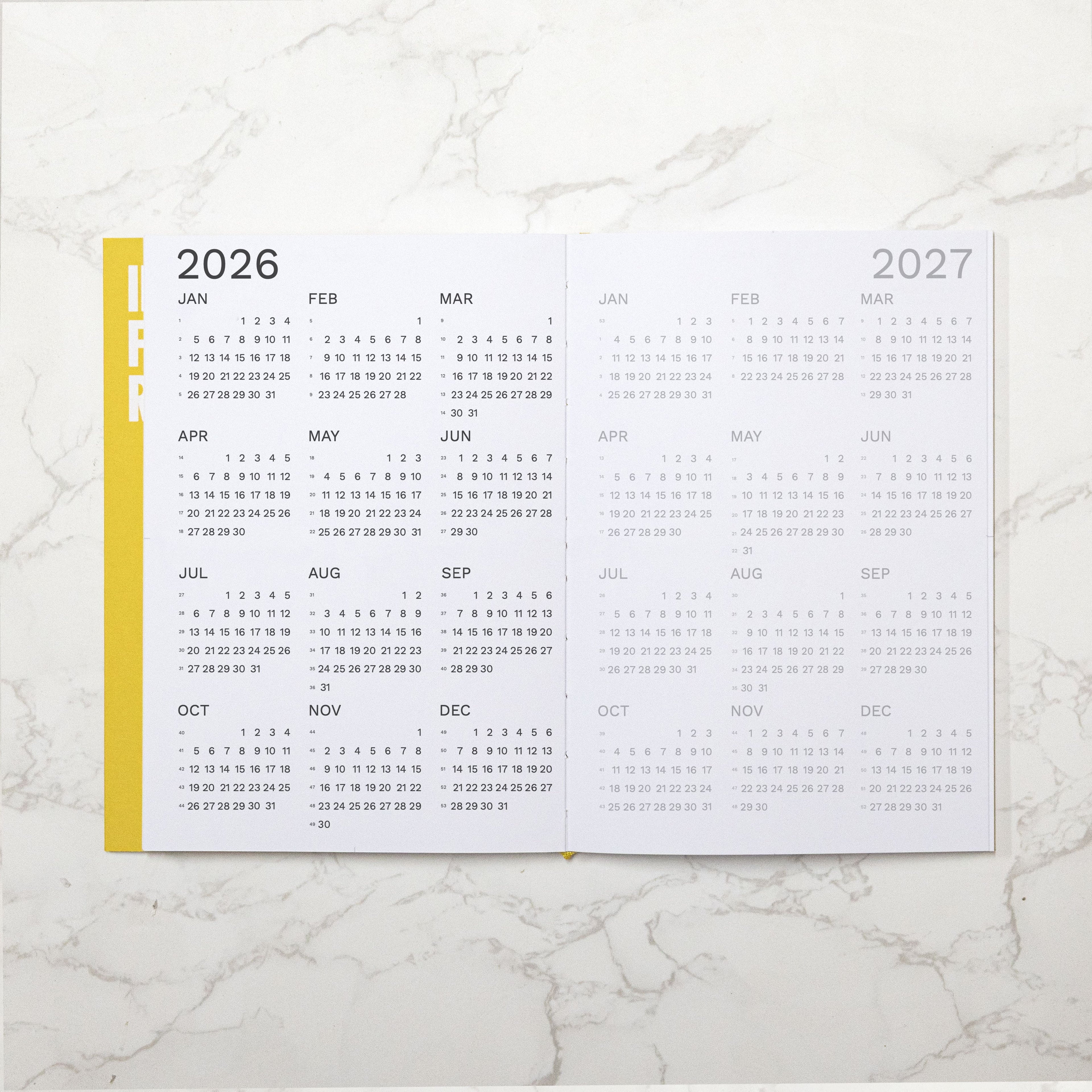 2026 Weekly Planner, best planner. From Octàgon Design. Indian Yellow color. Two years page.