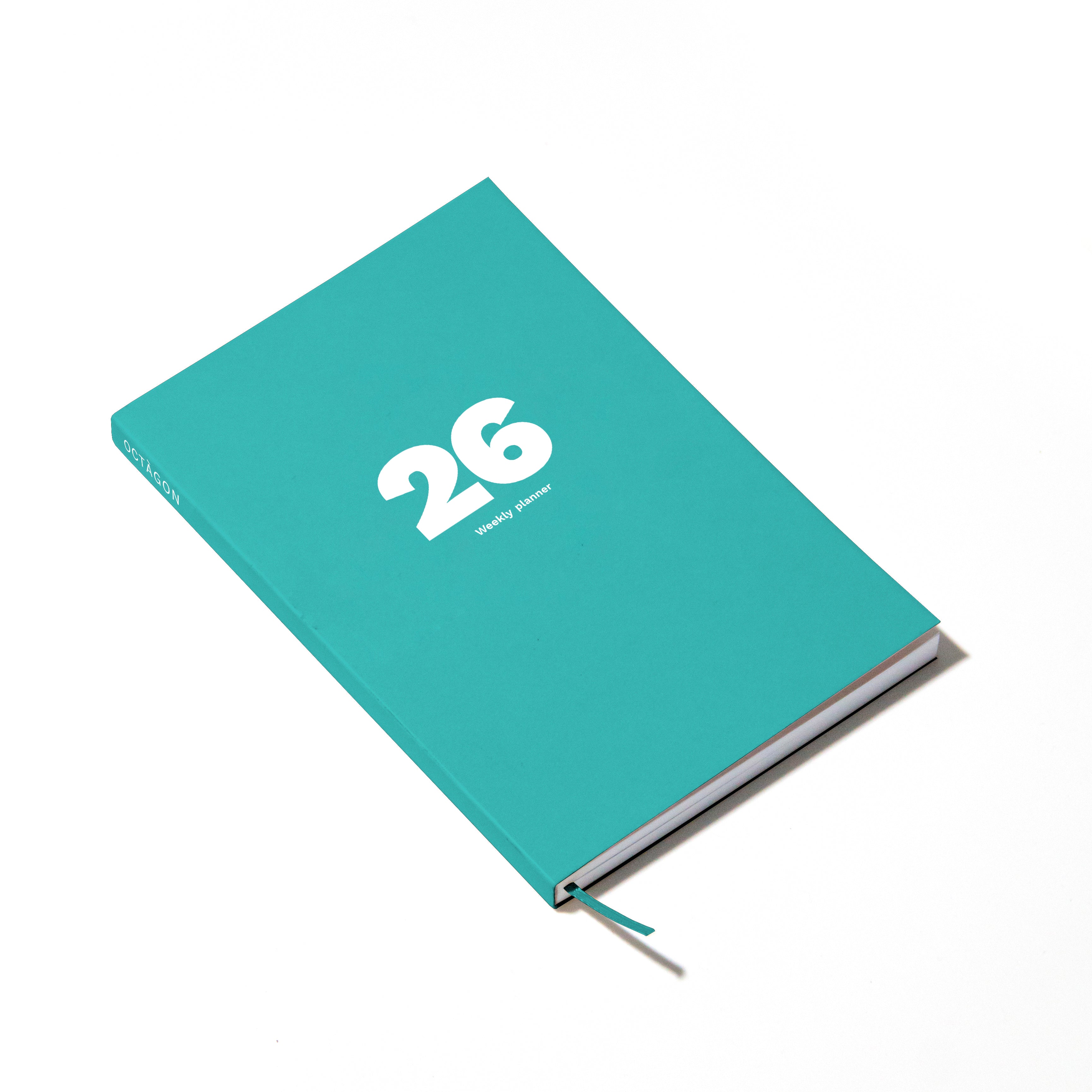 2026 Weekly Planner, best planner. From Octàgon Design. Caribbean blue color.
