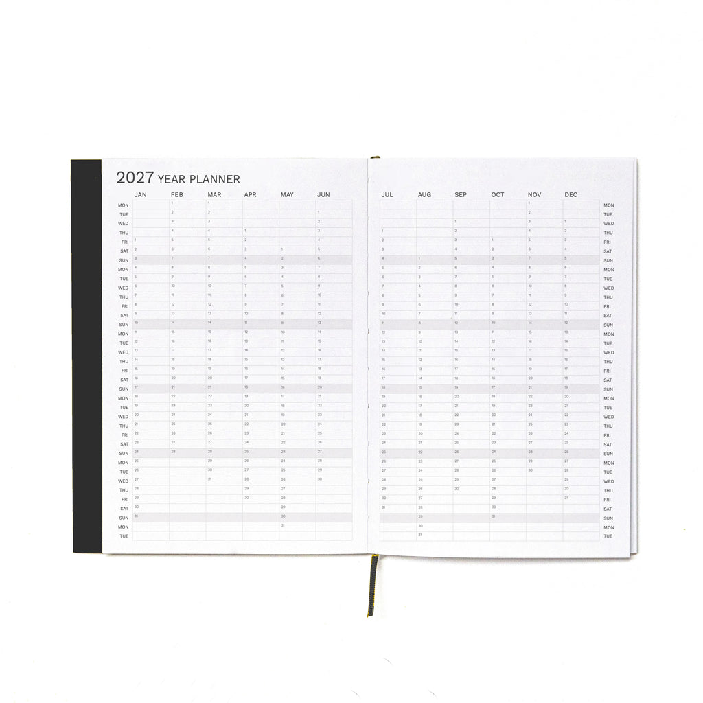 2027 Weekly Planner A5 by Octàgon Design. Black color. Year Planner.