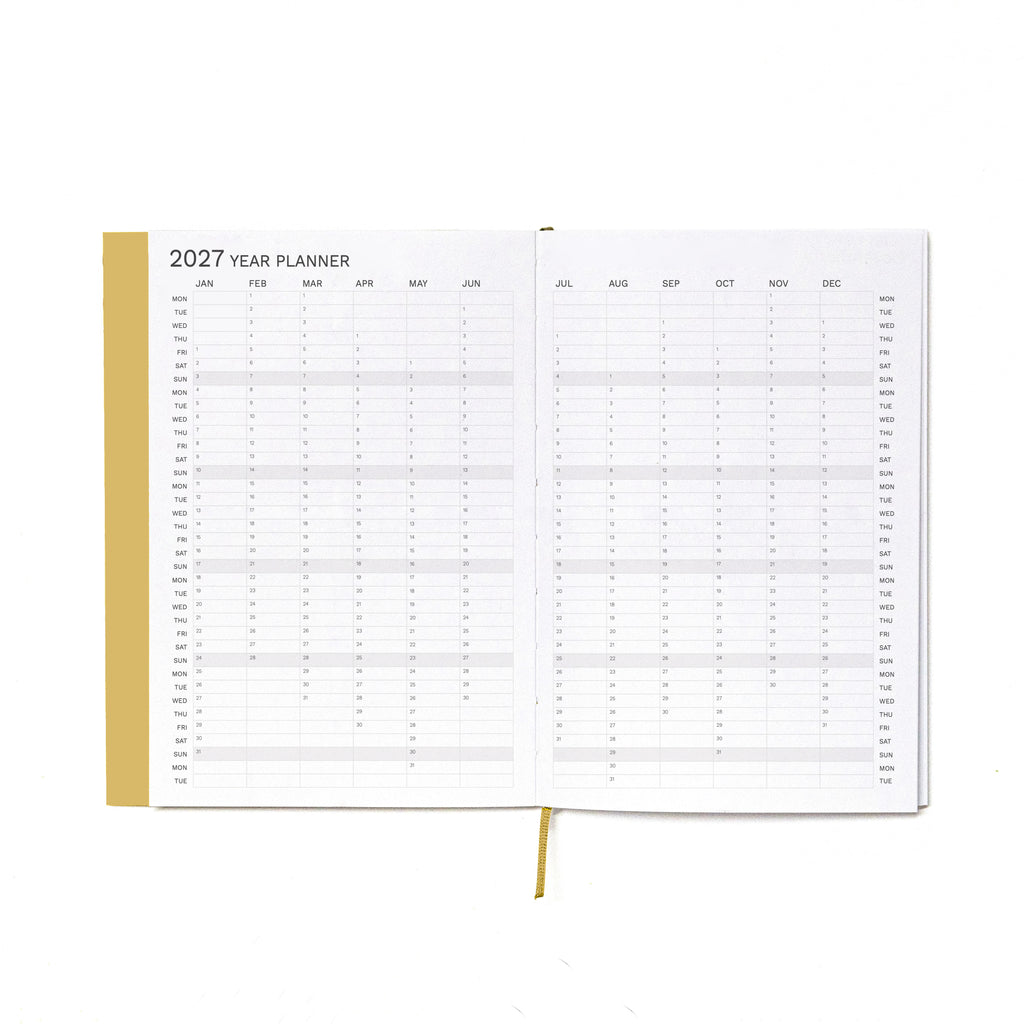 2027 Weekly Planner A5 by Octàgon Design. Camel color. Year Planner.
