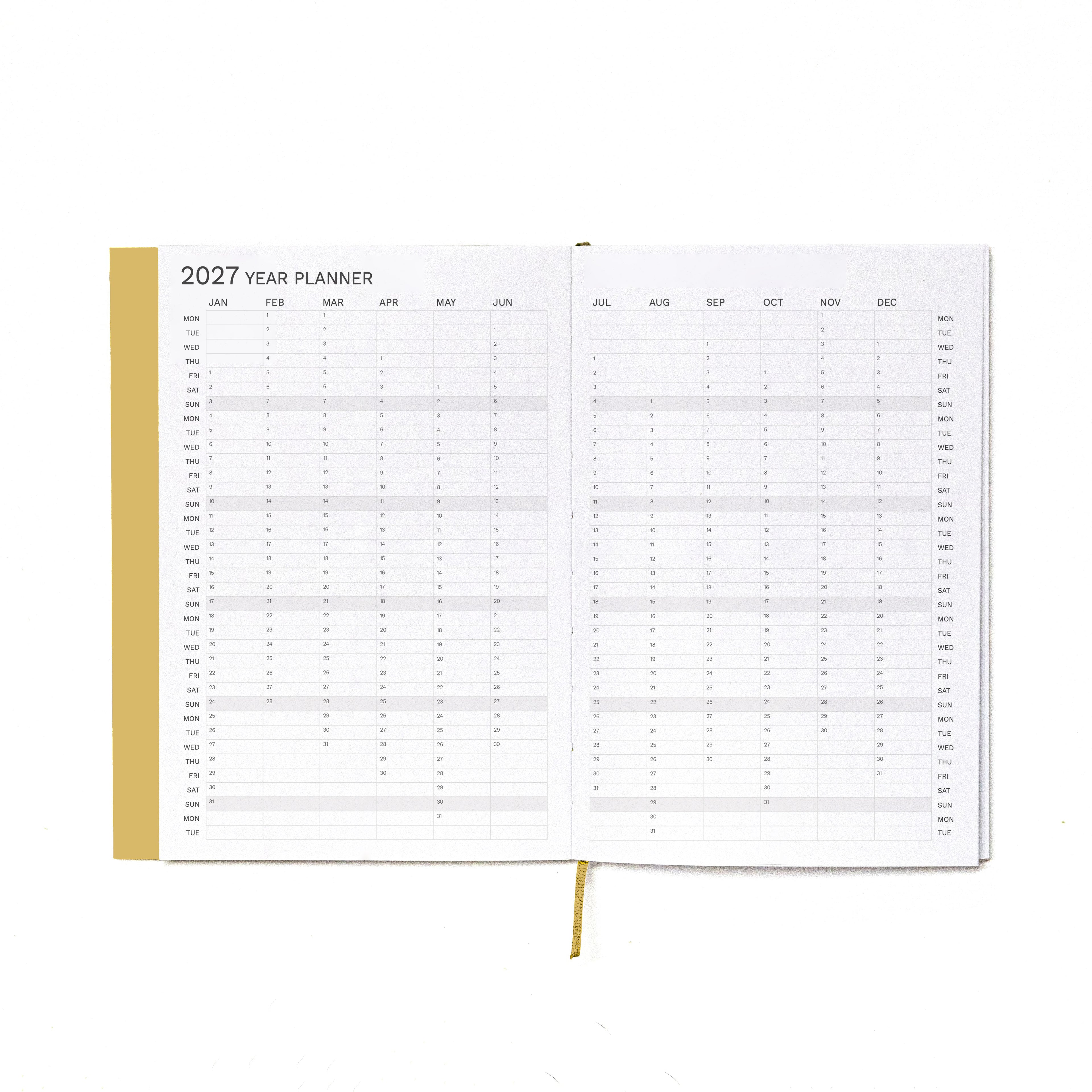2027 Weekly Planner A5 by Octàgon Design. Camel color. Year Planner.