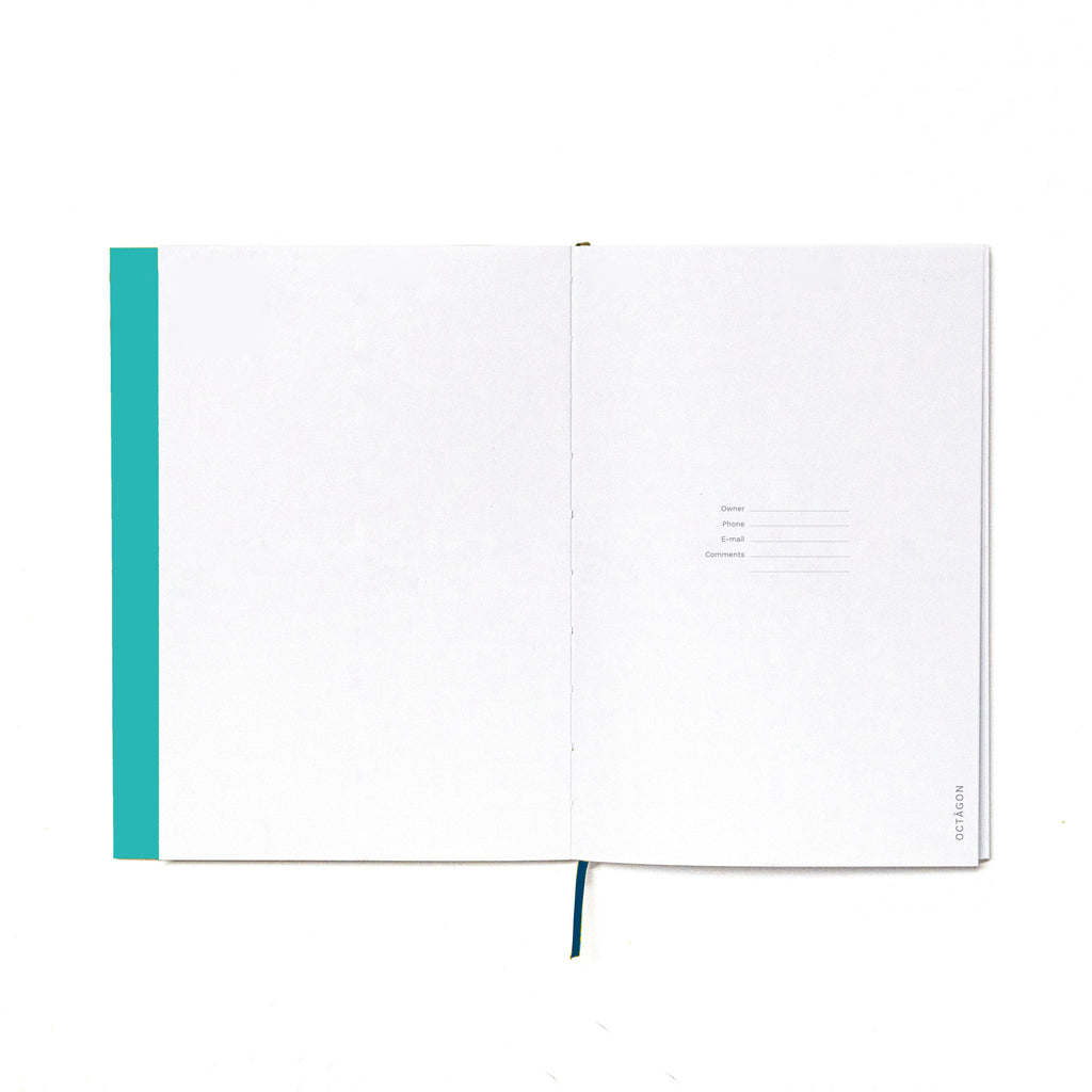 2027 Weekly Planner A5 by Octàgon Design. Caribbean Blue color. First page.