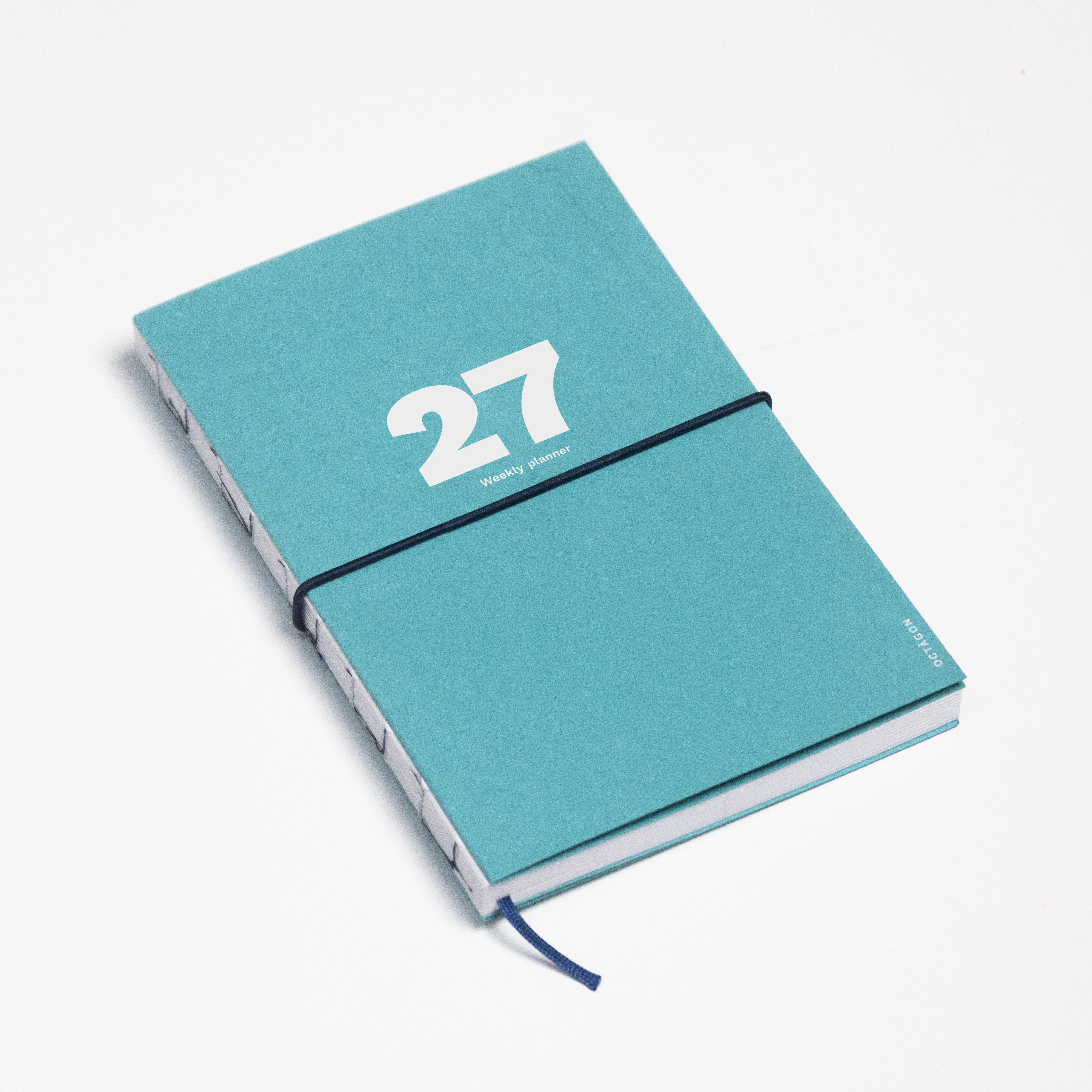 2027 Weekly Planner A5 by Octàgon Design. Caribbean Blue color. Main cover.