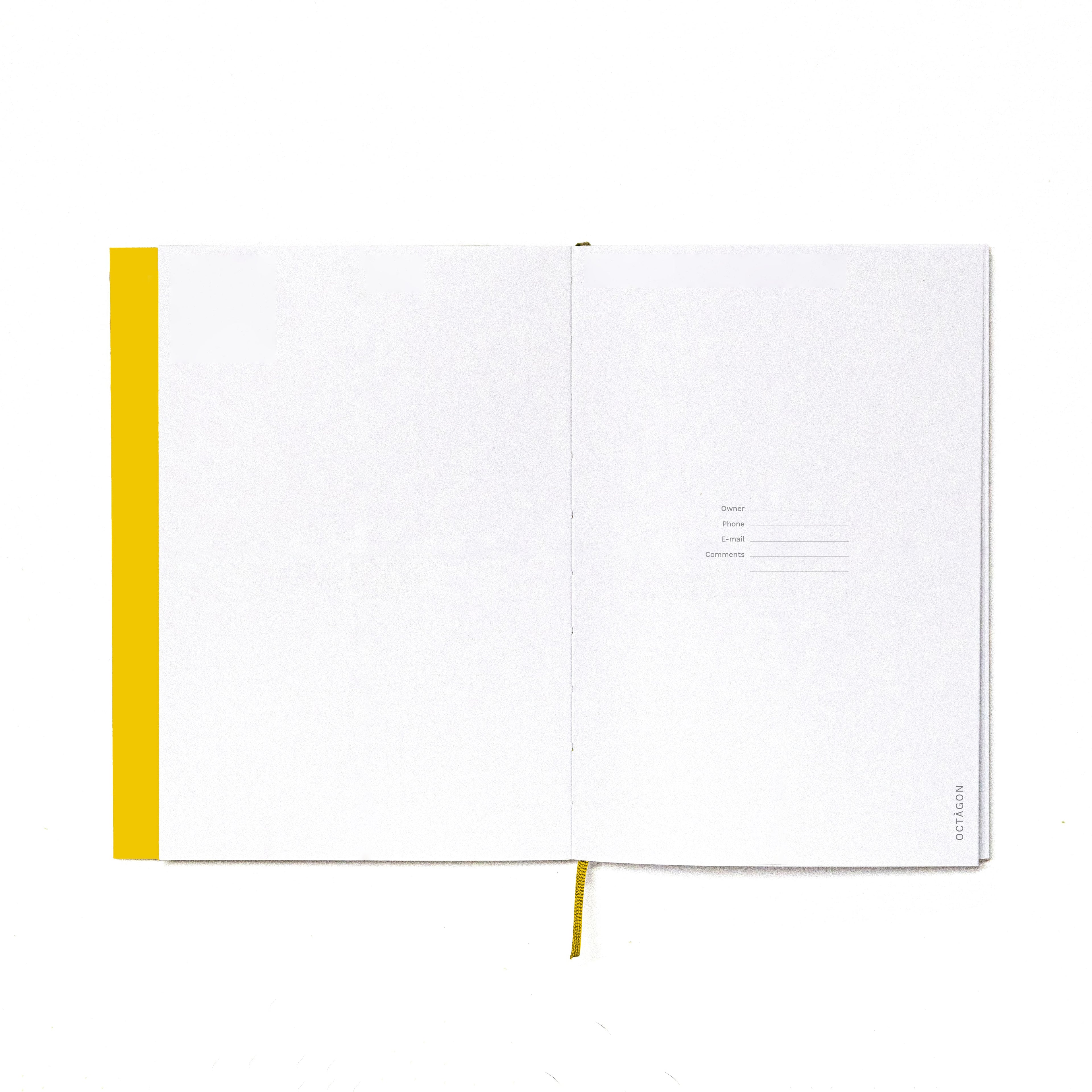 2027 Weekly Planner A5 by Octàgon Design. Indian Yellow color. First page.