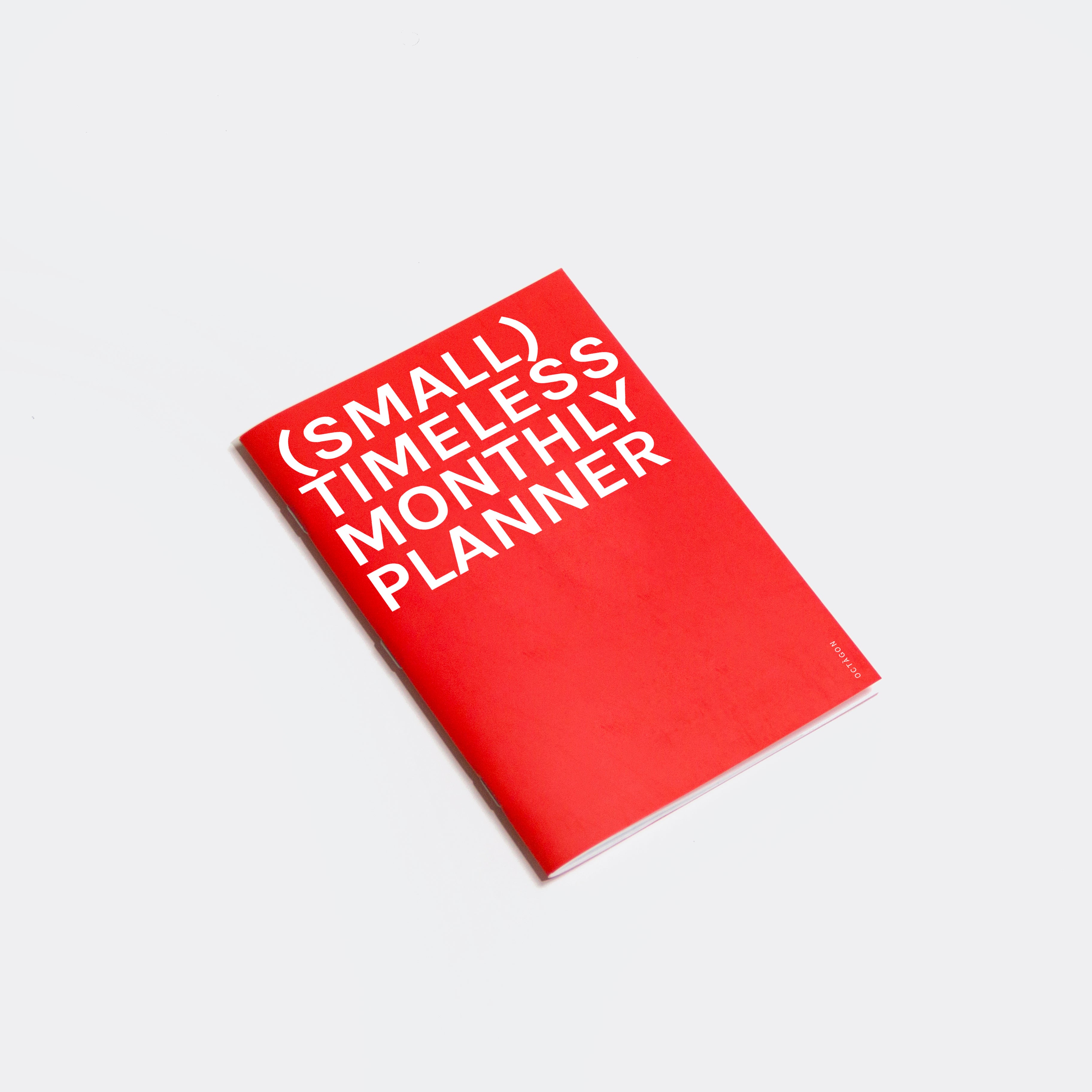 OCTÀGON DESIGN | &quot;Monthly Planner | Similar A5 Size&quot; timeless monthly planner, red color, white typography.