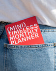 OCTÀGON DESIGN | "Mini Monthly Planner | Similar A6 Size" timeless monthly planner, red color, white typography.