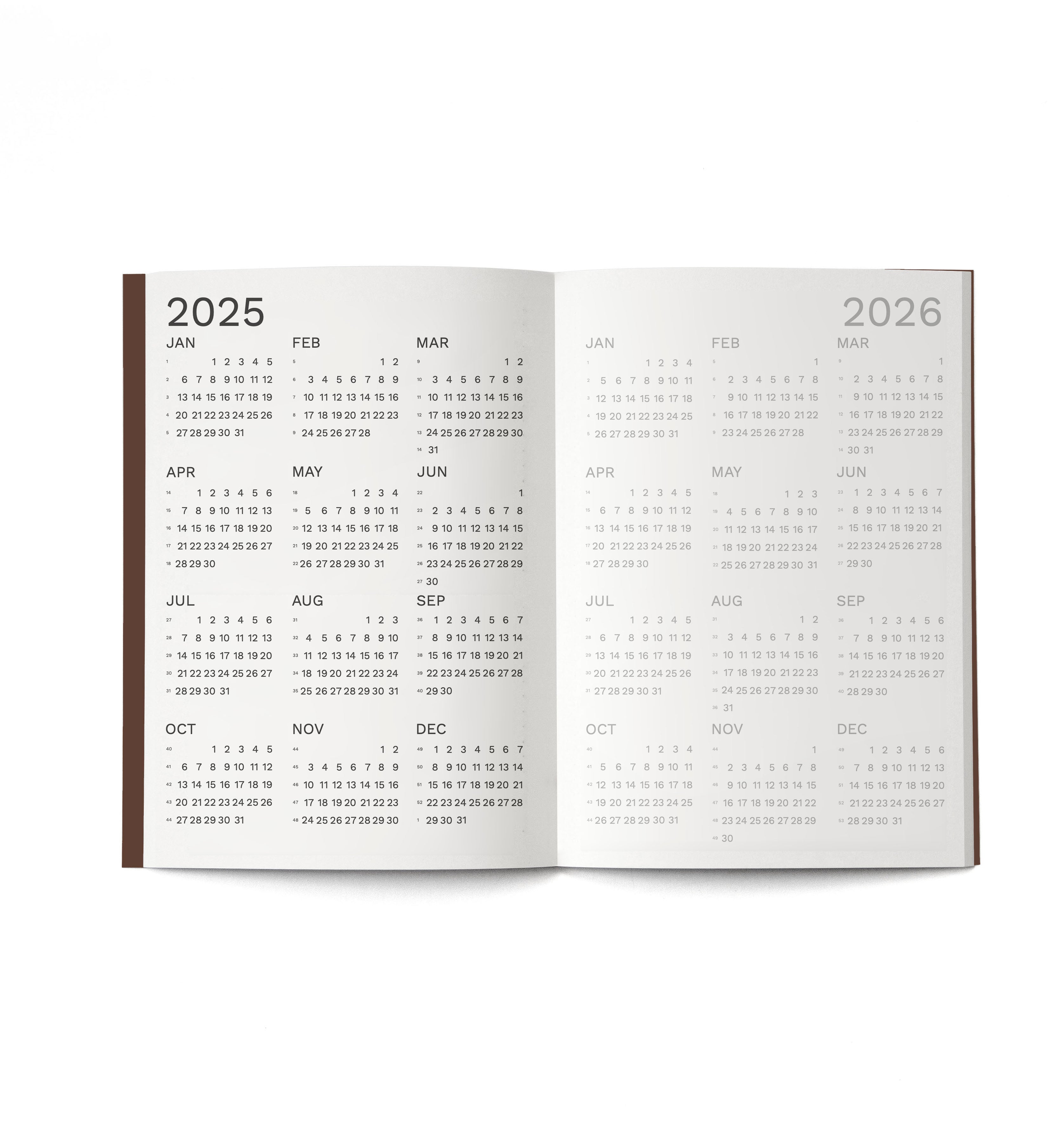 Octàgon Design, 2025 Big monthly planner plus A4 size, 2025 and 2026 calendars.
