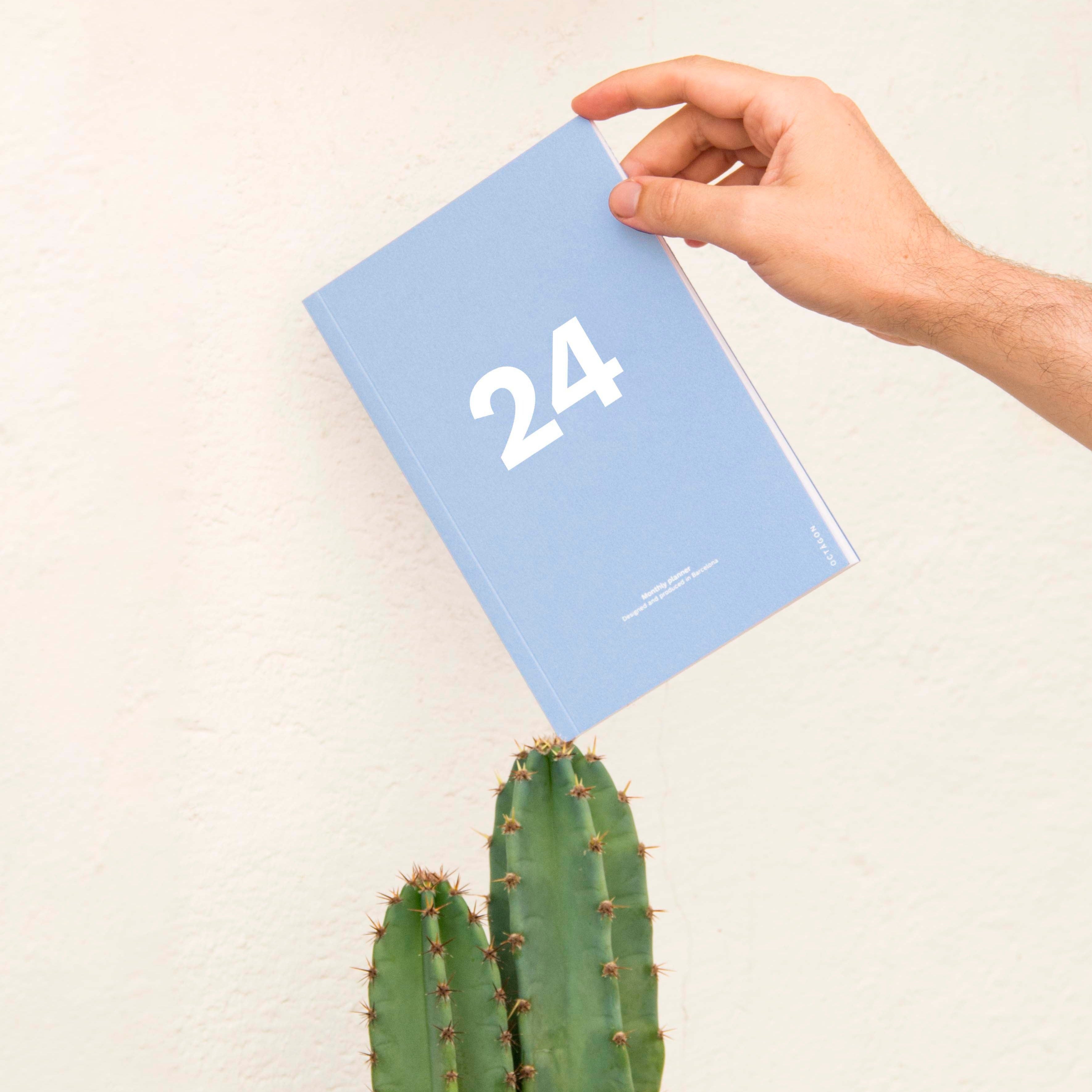 OCTÀGON DESIGN | 2024 Small Monthly Planner Plus | Best project planning tool | Blue cover and white typography