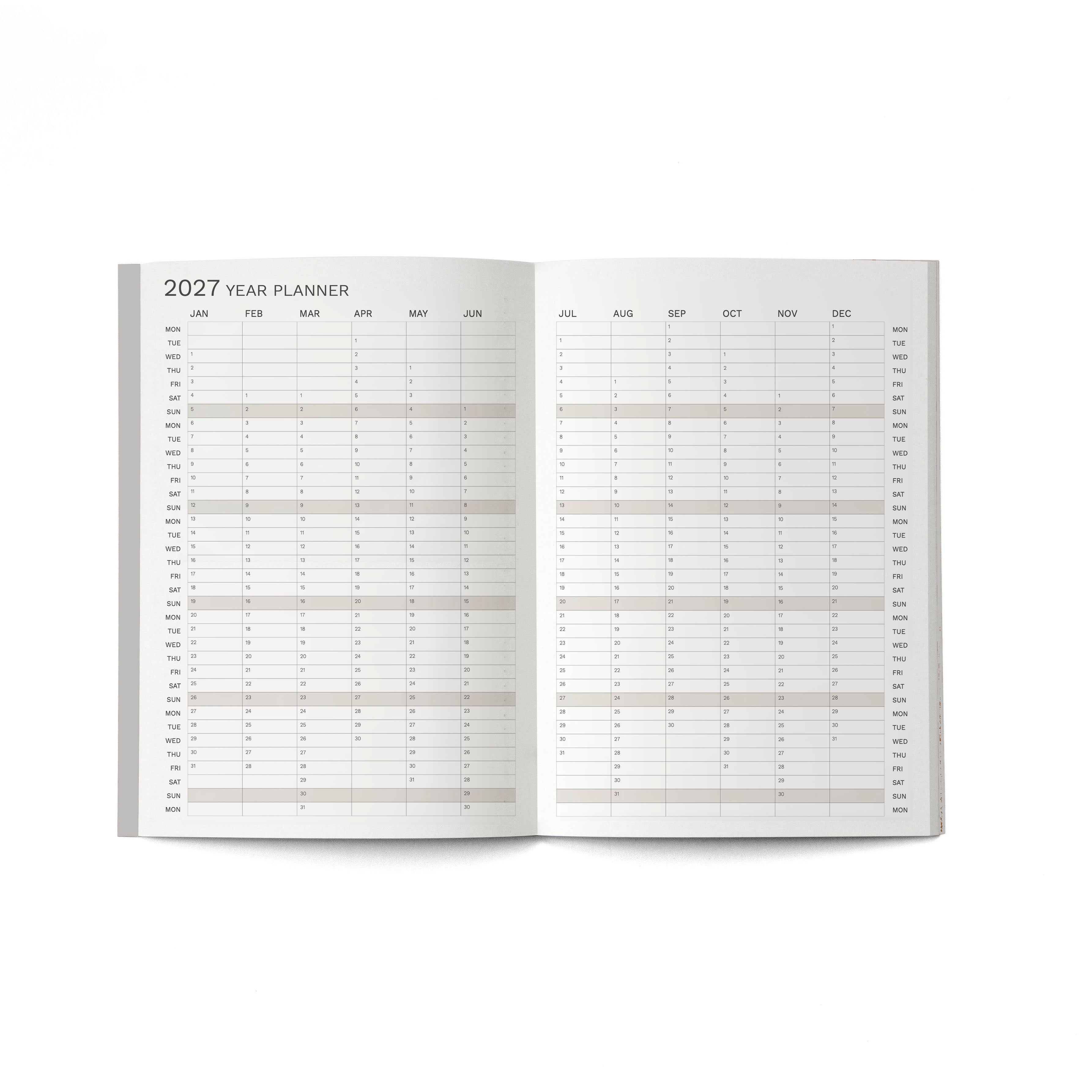 2027 Small Monthly Planner PLUS · Cobblestone · Similar A5 Size