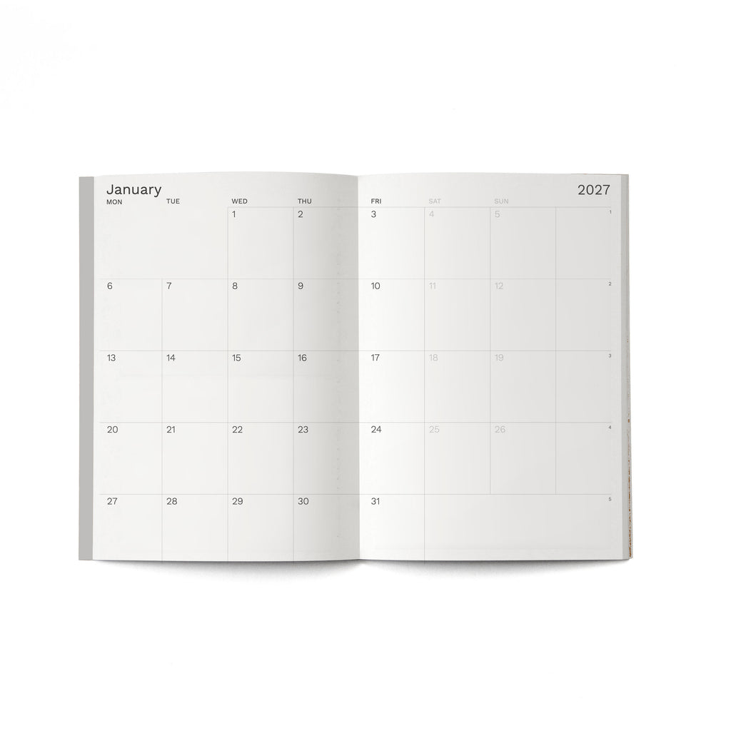 2027 Small Monthly Planner PLUS in by Octàgon Design. Monthly view.