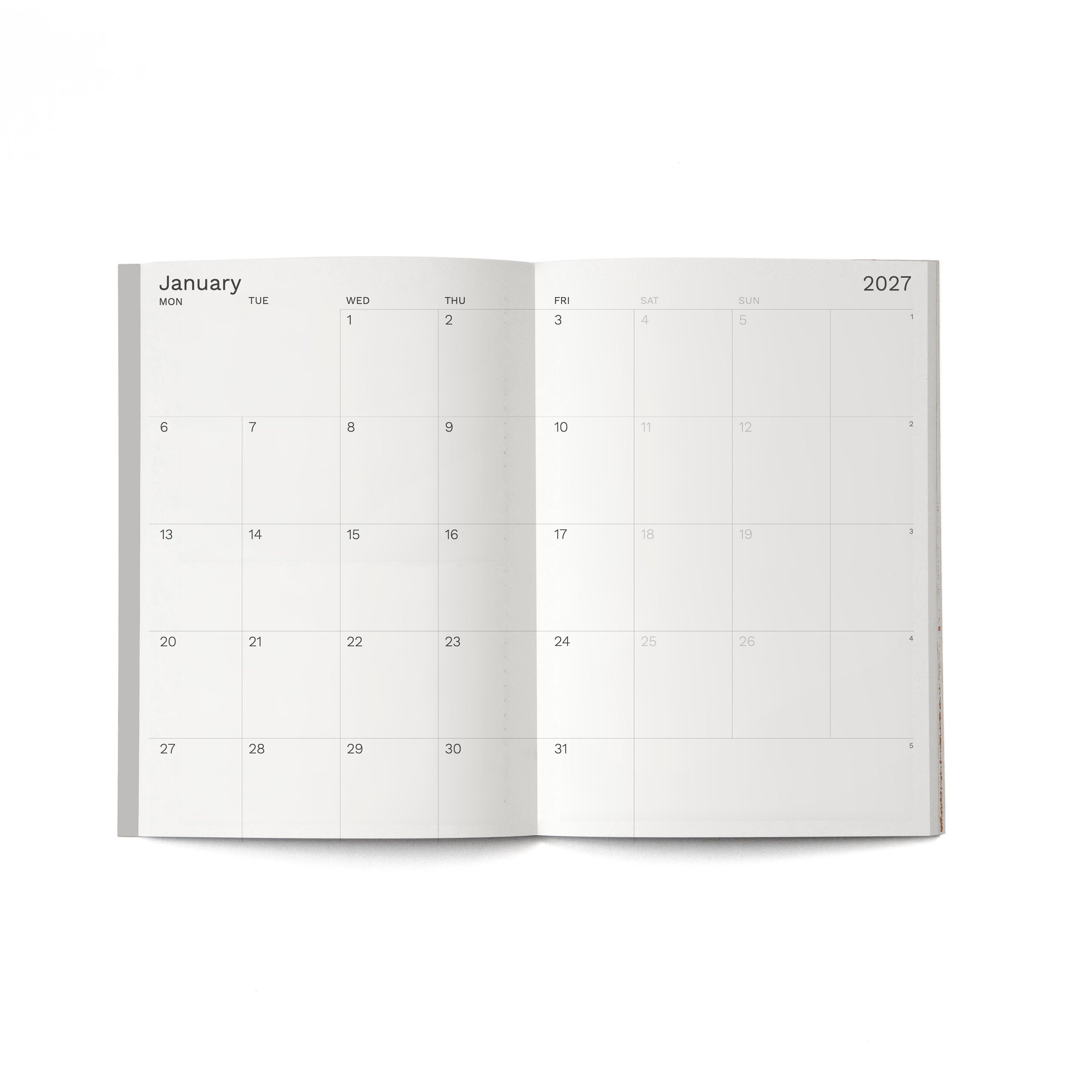 2027 Small Monthly Planner PLUS in by Octàgon Design. Monthly view.