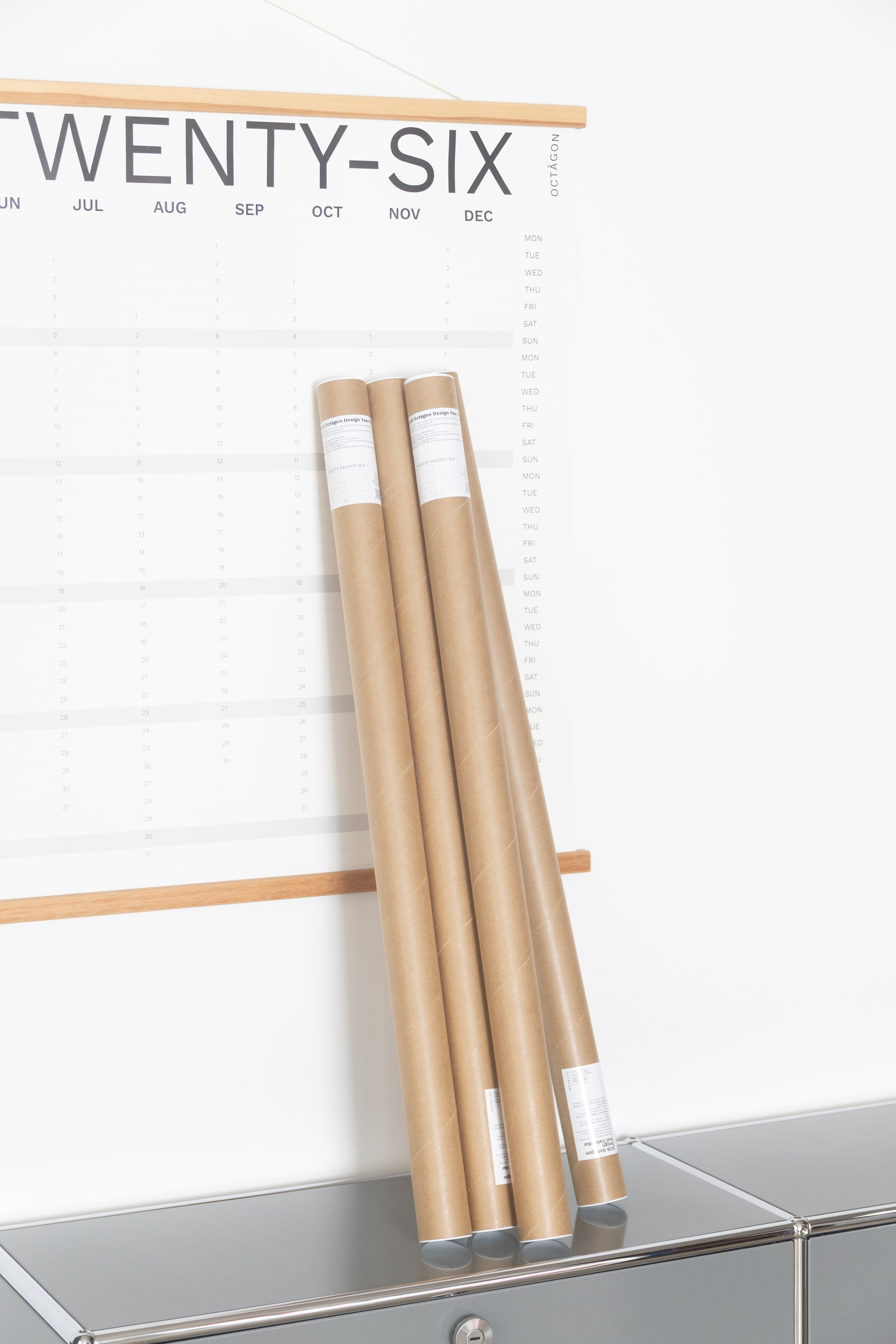 2027 Year Plan, wall calendar by Octàgon Design. Packaging.