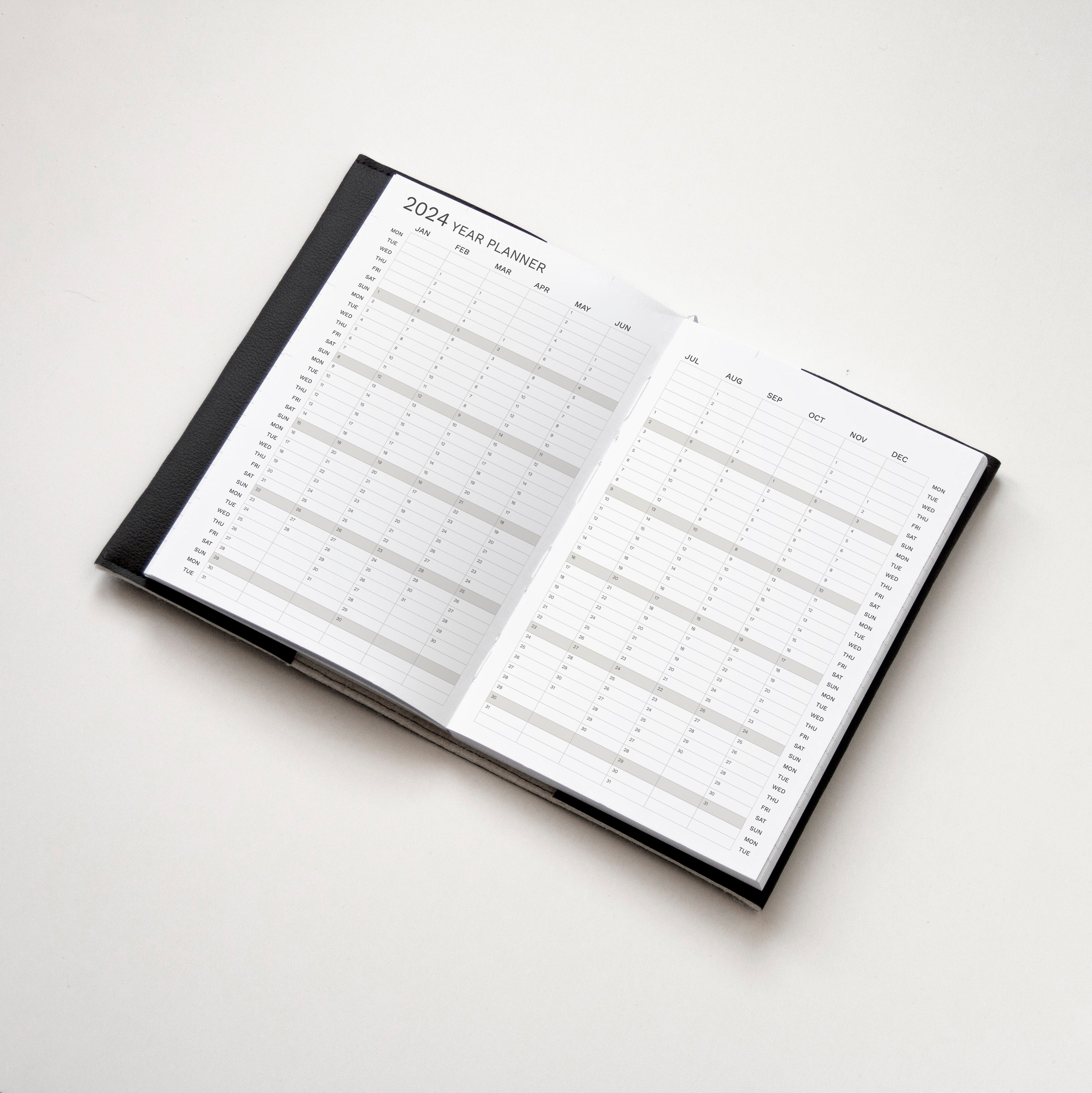 OCTÀGON DESIGN | 2024 PRO Weekly Planner | Vegan leather cover | 2024 year planner template.