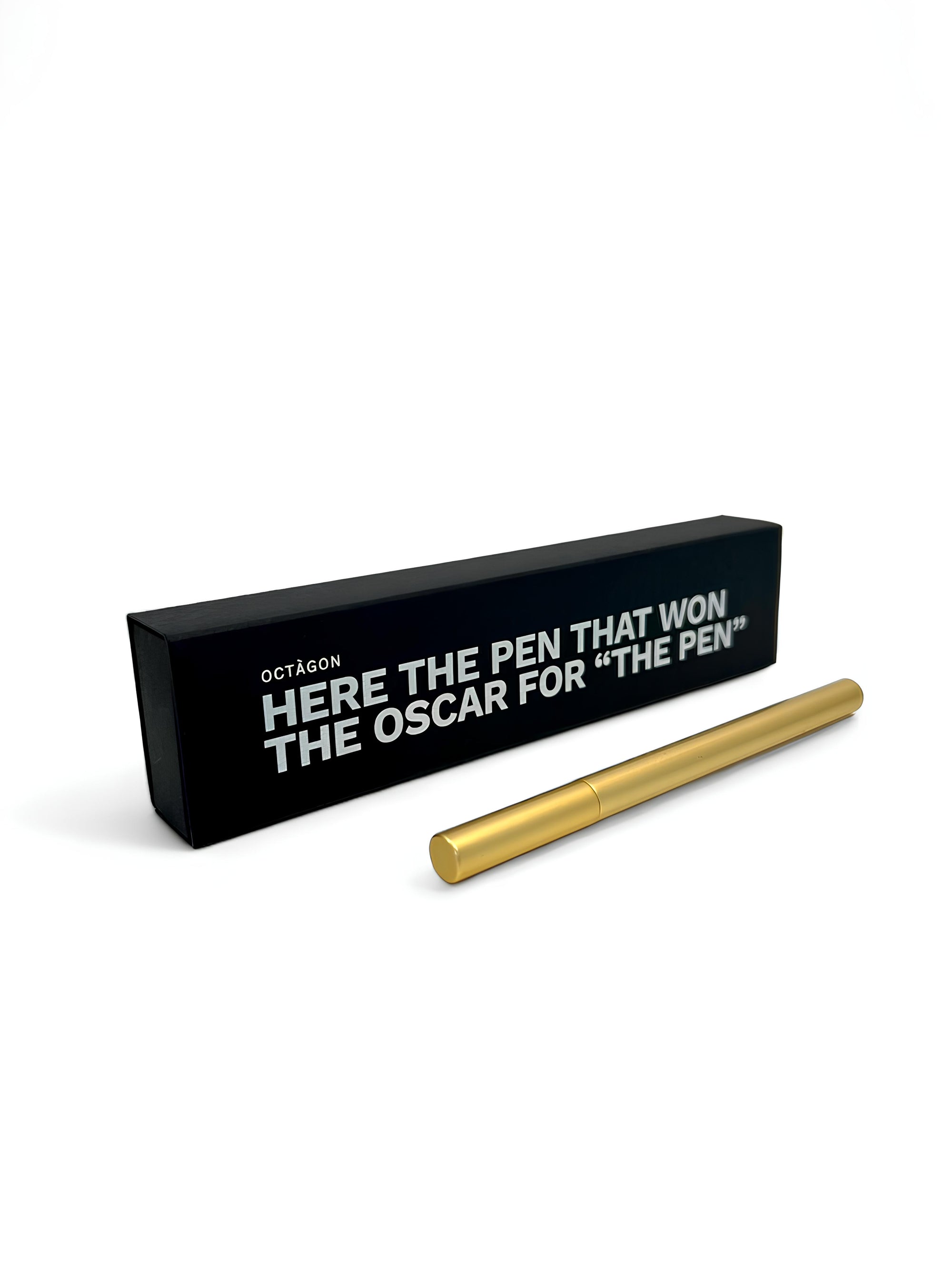 Octàgon Design Script Pen, minimal design and gold color