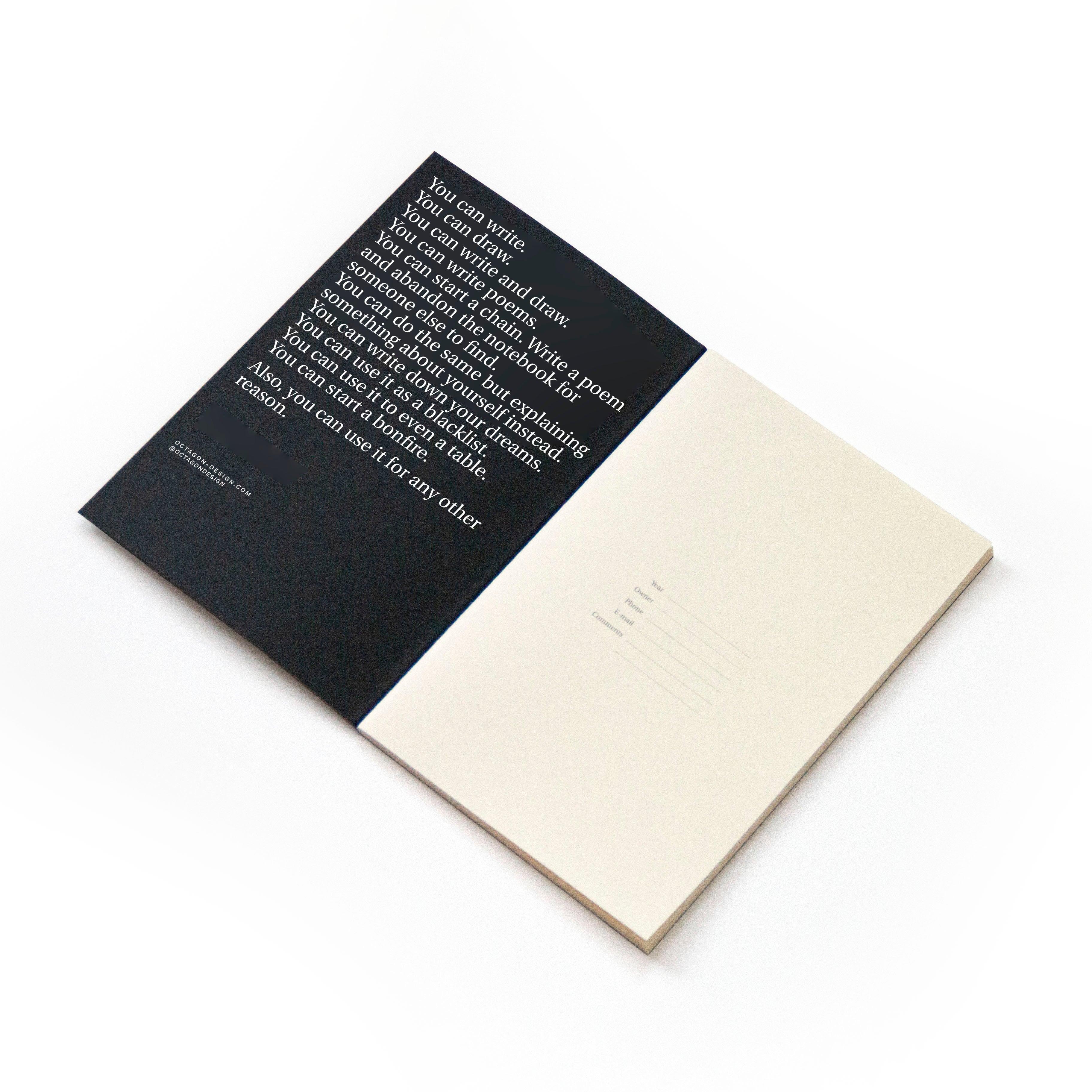 Custom notebook from Octàgon Design