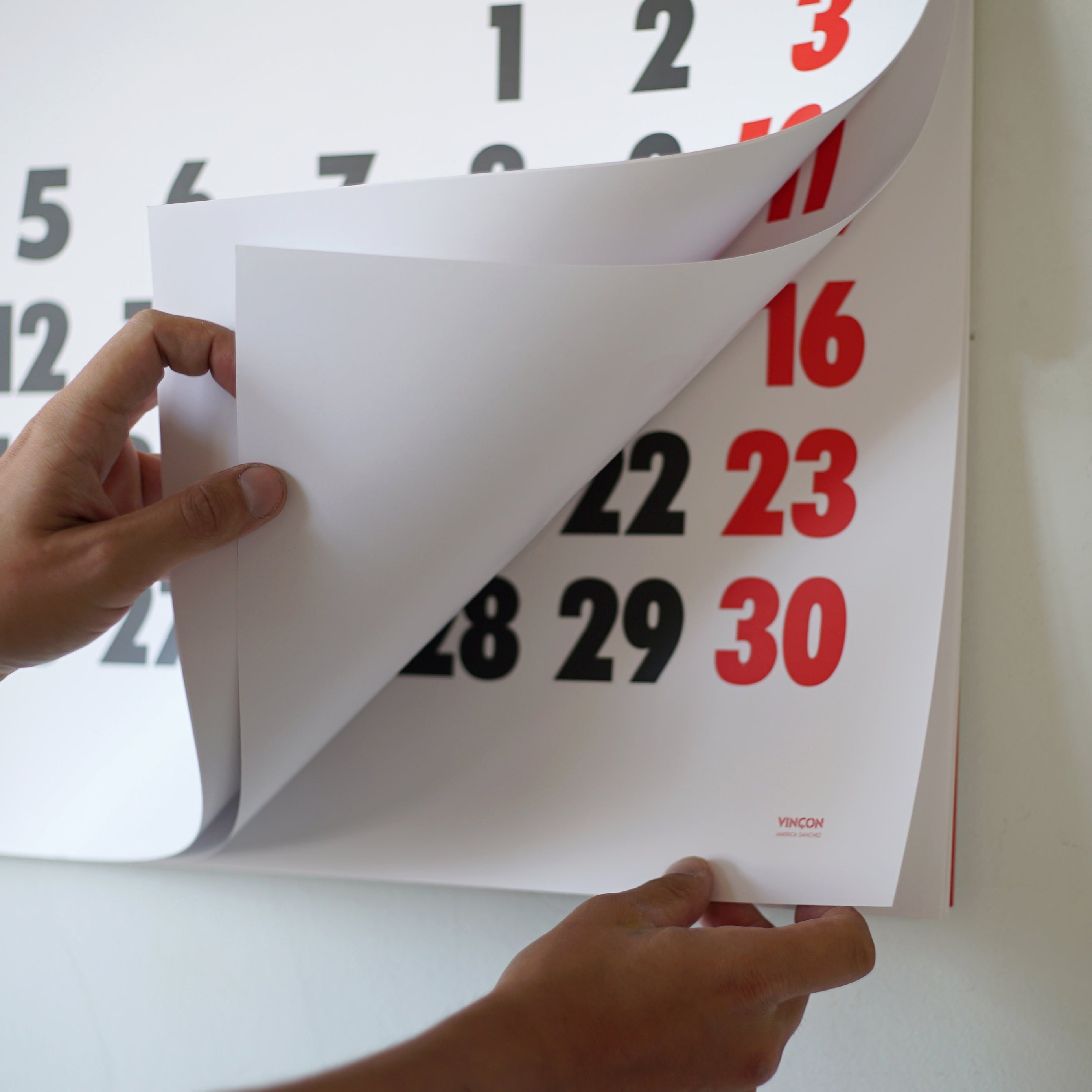 2027 Vinçon wall Calendar by Octàgon Design. Detail.