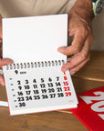 OCTÀGON DESIGN | 2024 Vinçon Desk Calendar | Minimalist desk calendar, black and red typography
