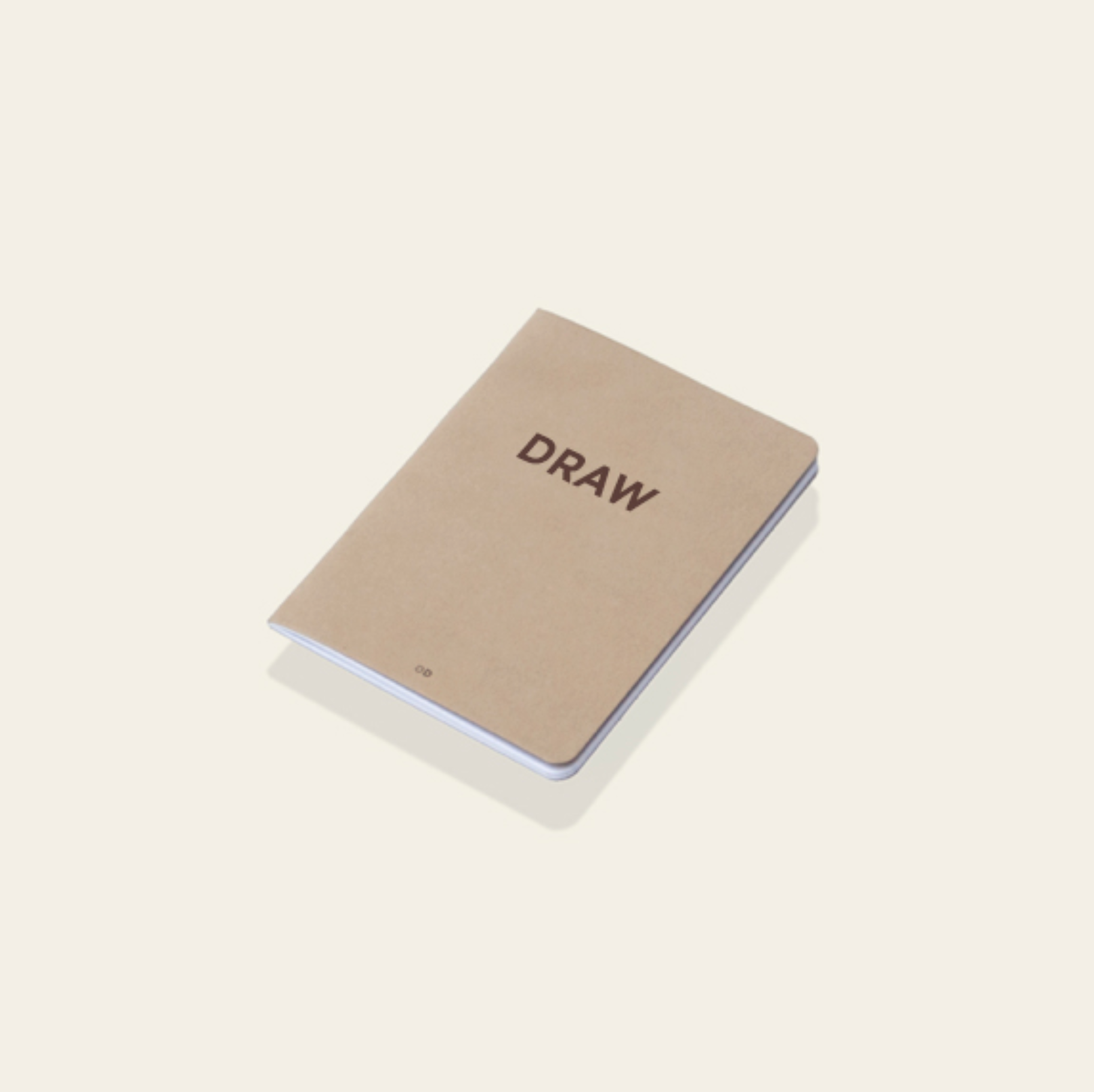 "Draw" mini notebook, brown cover and brown typography.