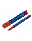 OCTÀGON DESIGN, Drehgriffel Pen , blue and red color, white typography. The royal blue and red color cardboard box of the pen.